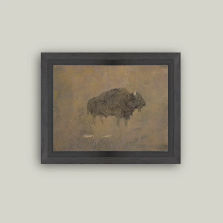 Sandstorm Buffalo Framed Antique Inspired Art