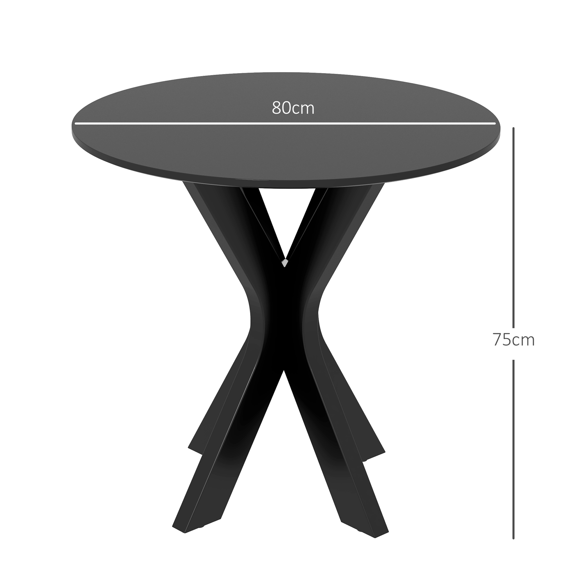 HOMCOM Ronde Eettafel Keukentafel, Modern Ontwerp, 78 cm x 78 cm x 75 cm, Zwart