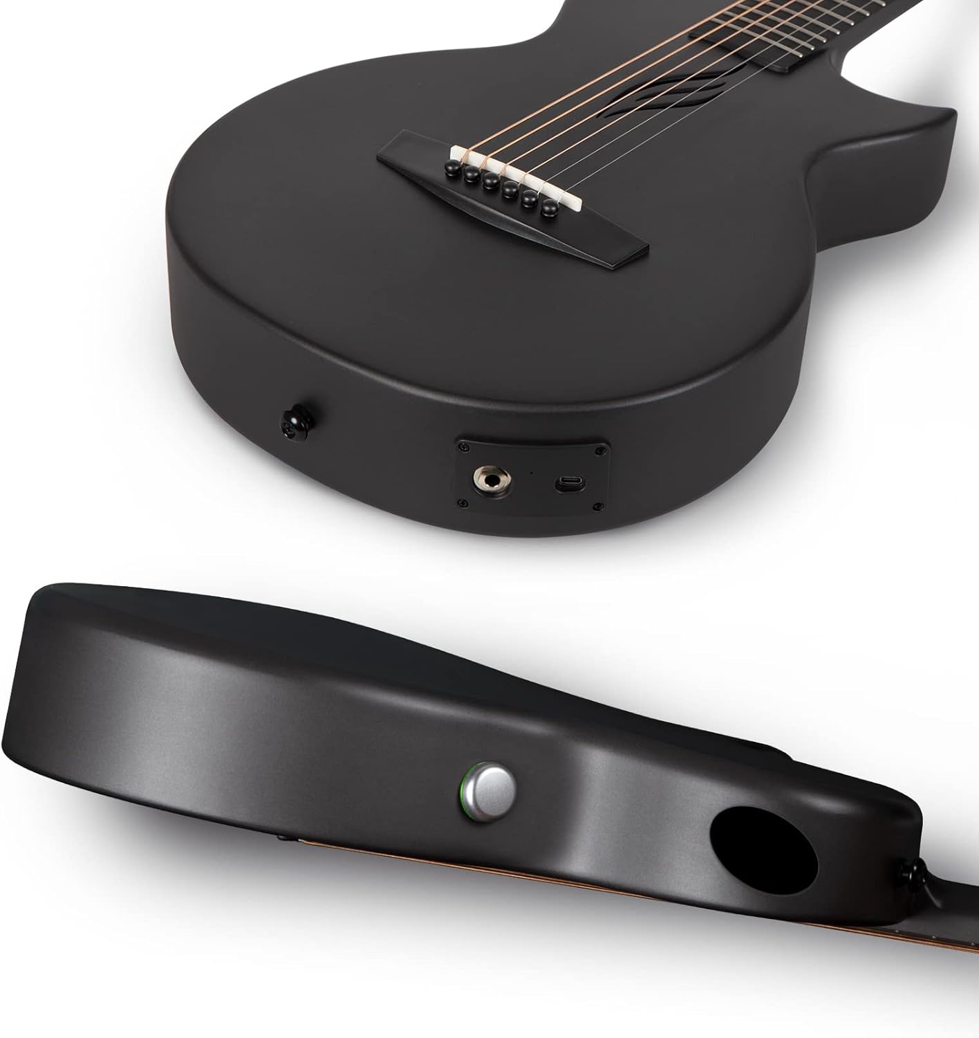 Enya 35-Zoll Anfänger Gitarre Set - Kohlefaser Schwarz Nova Go SP1 Akustik Gitarre Cutaway Carbon Fiber Acoustic Guitar für Kinder Erwachsene