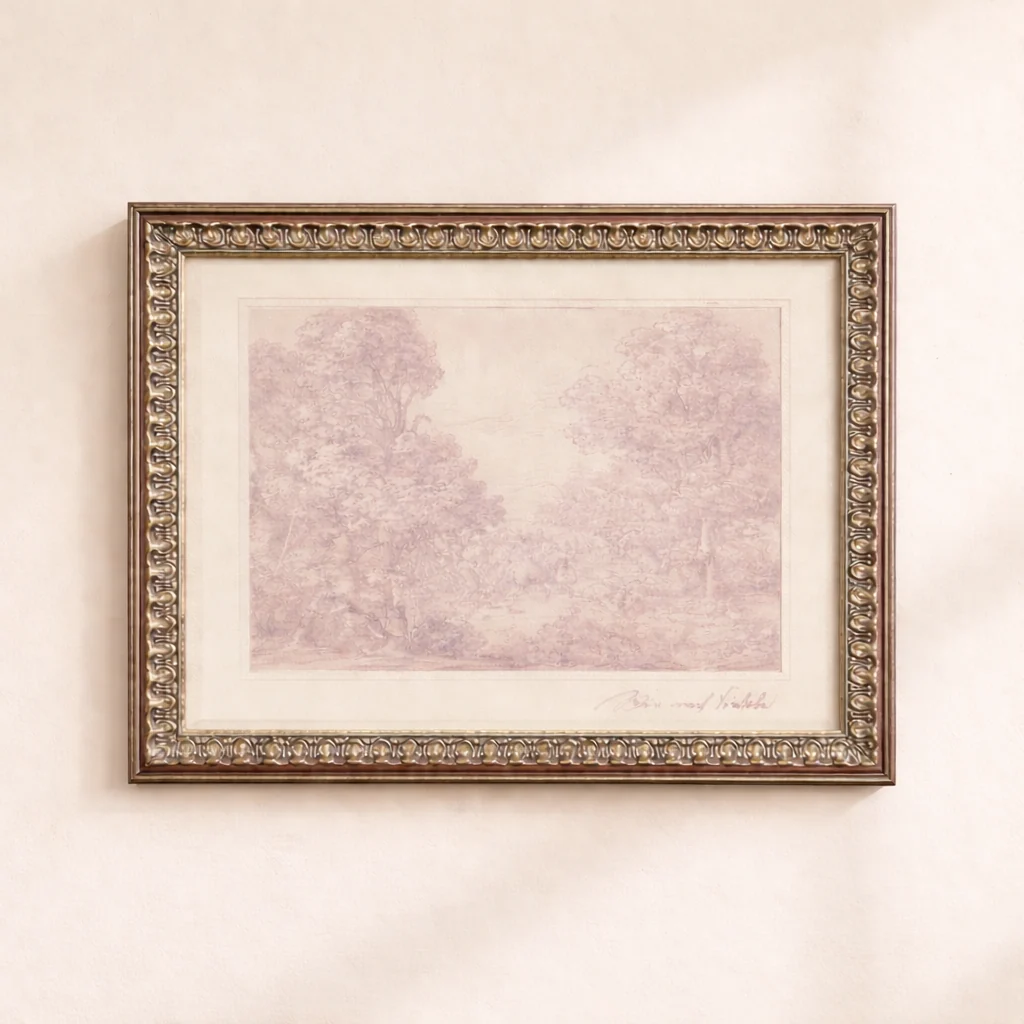 Monteverde Sketch | French Antique Inspired Polished Framed Art