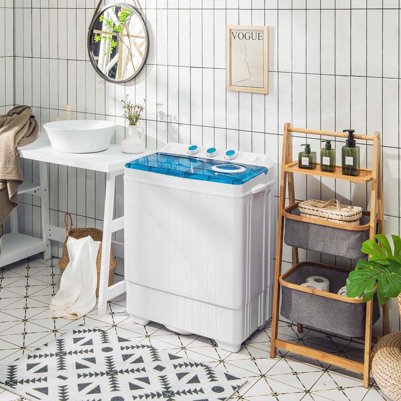 Eletriclife 26lbs Portable Semi-Automatic Twin Tub Washing Machine with Drain Pump