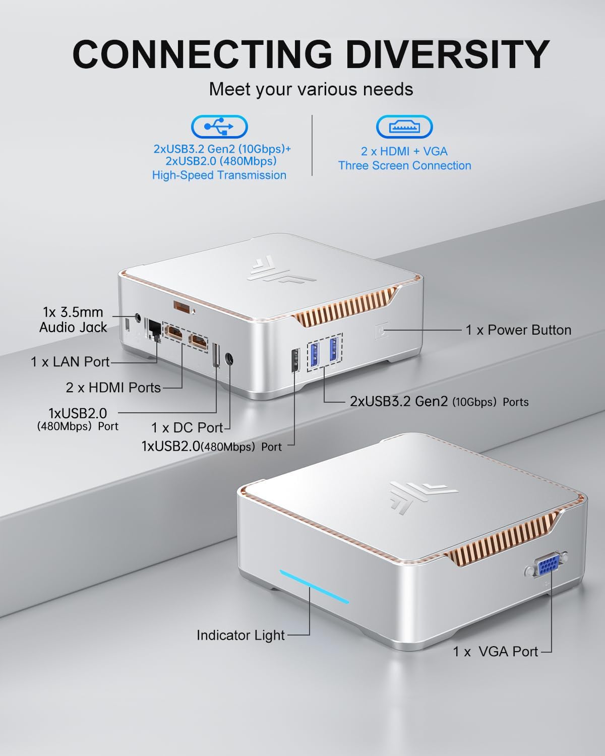 KAMRUI GK3Plus Mini PC, 16GB RAM 512GB M.2 SSD Mini Computers
