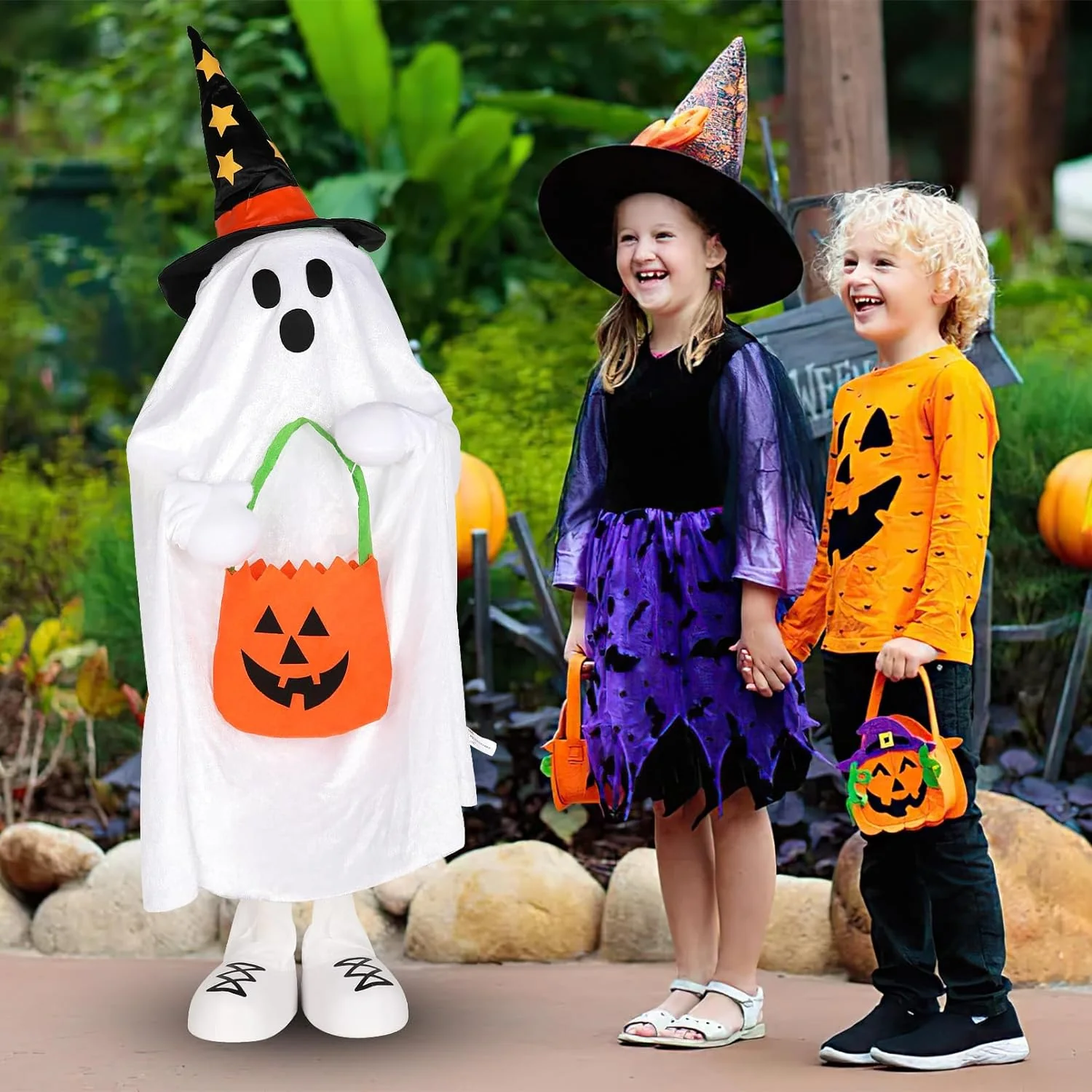 Halloween Decorative Porch 4-Pack Trick-or-Treat Jack-O-Lanterns