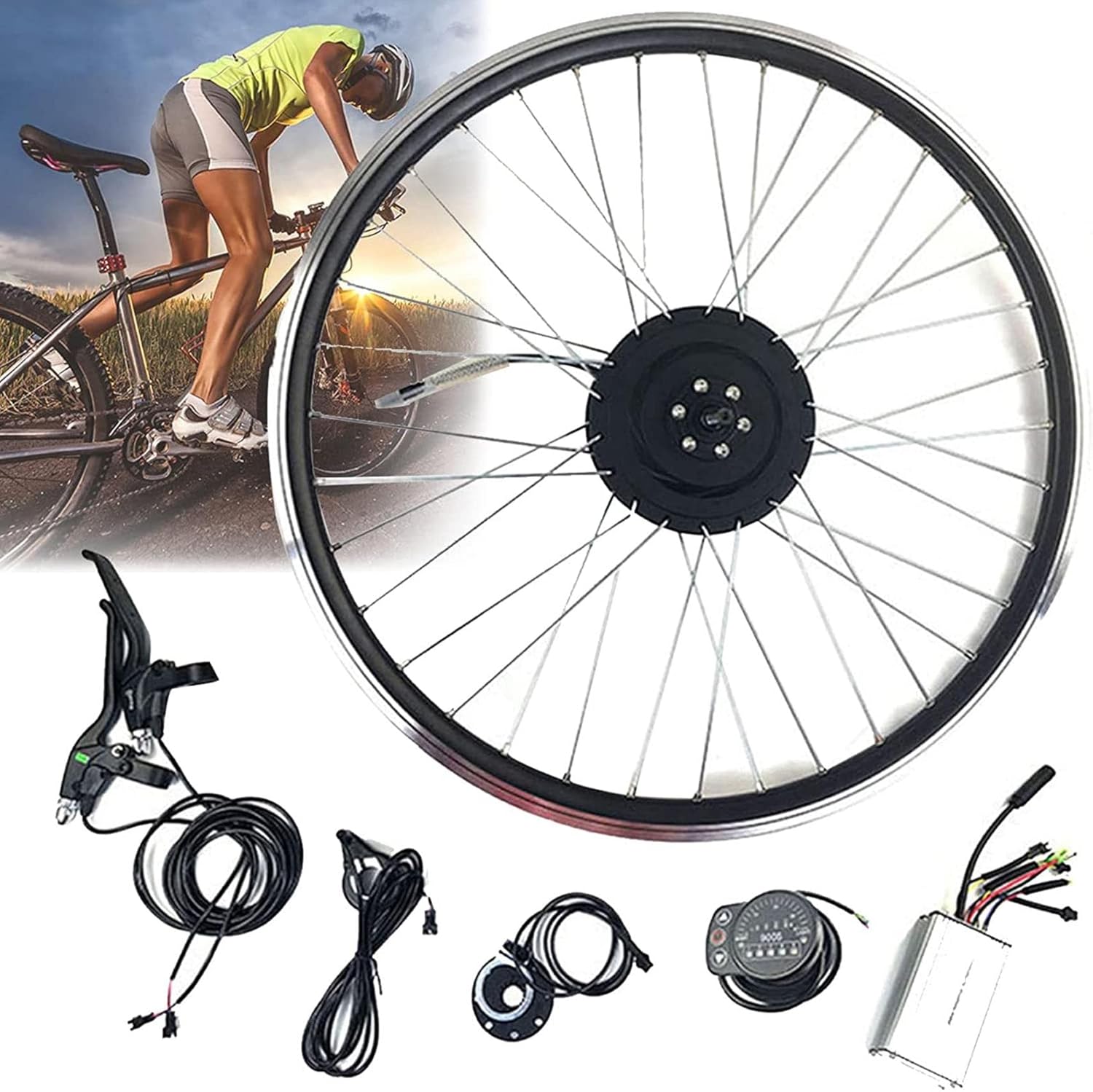 AADECOR Electric Bicycle Kit 26 inch 27.5 inch 28 inch 29 inch 700c Rear Wheel with Wide Rim 36 V 350 W 500 W EBike Conversion Kit Wheel Hub Motor with Intelligent Control 36 V / 350 W - 26 inch