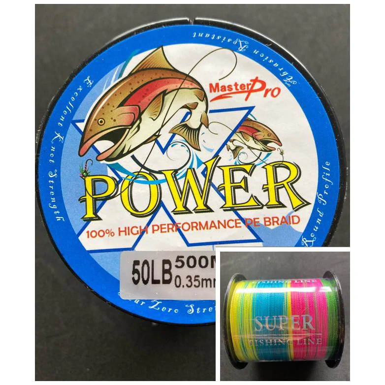 Masterpro 500M Fishing PE Braid Line 50LB/60LB/80LB100LB Multi Colour 10M Interval Fishing Tackle Clearence