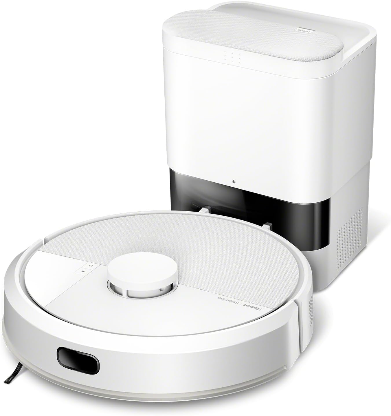 iRobot Roomba 105 Combo + Stazione Autosvuotamento, Robot Aspirapolvere Lavapavimenti, Navigazione ClearView LiDAR, Rileva Tappeti/Moquette, Pulizia Mirata, Controllo tramite App, Bianco