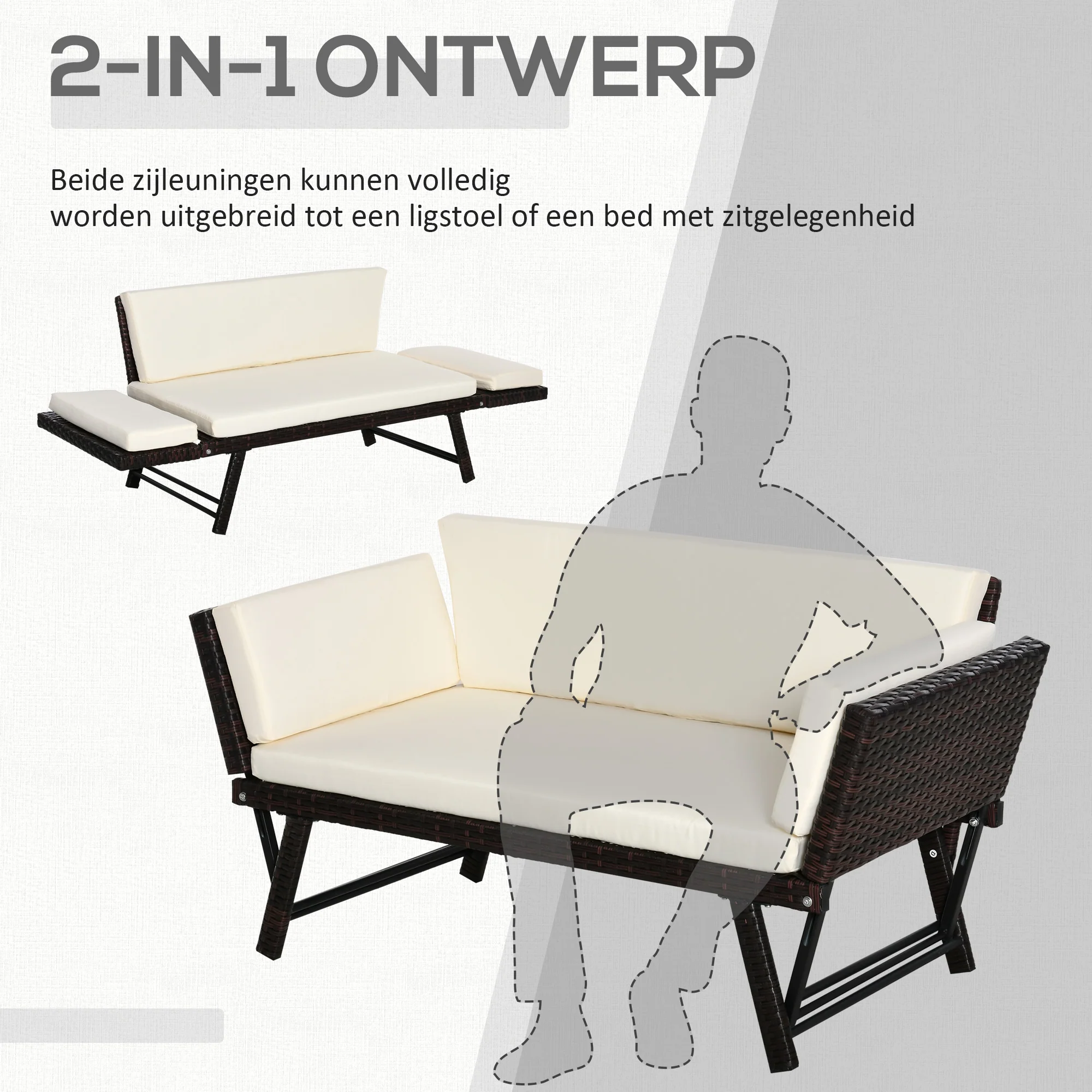 2-zits tuinbank tuinmeubelen tuinbank tuinbank loungebank poly-rotan staal