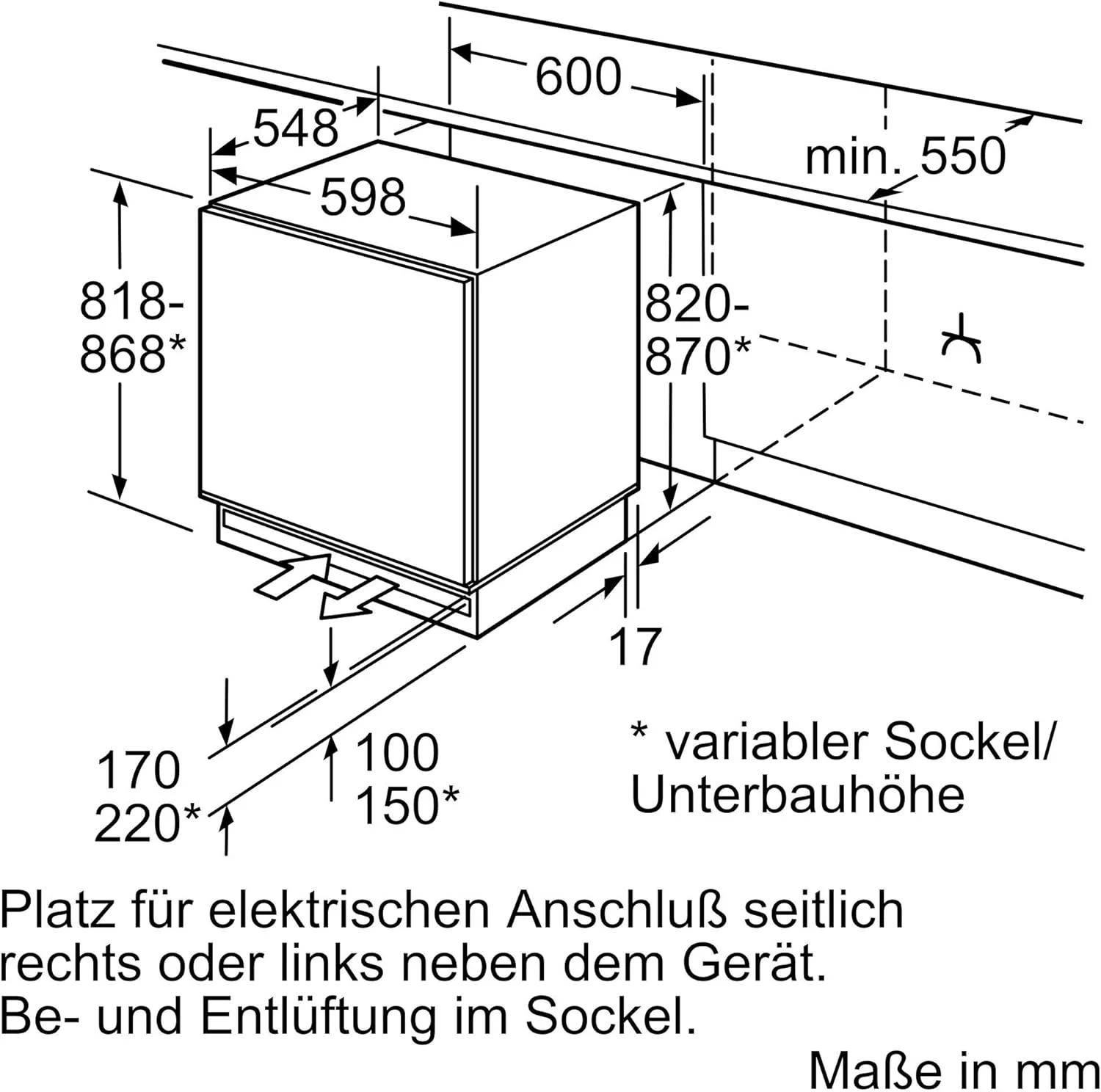 Bosch GIV11ADC0 Serie 6 Congelatore da incasso, 95 kWh, anno, 70 l, LowFrost, FreshSense, 72 x 56