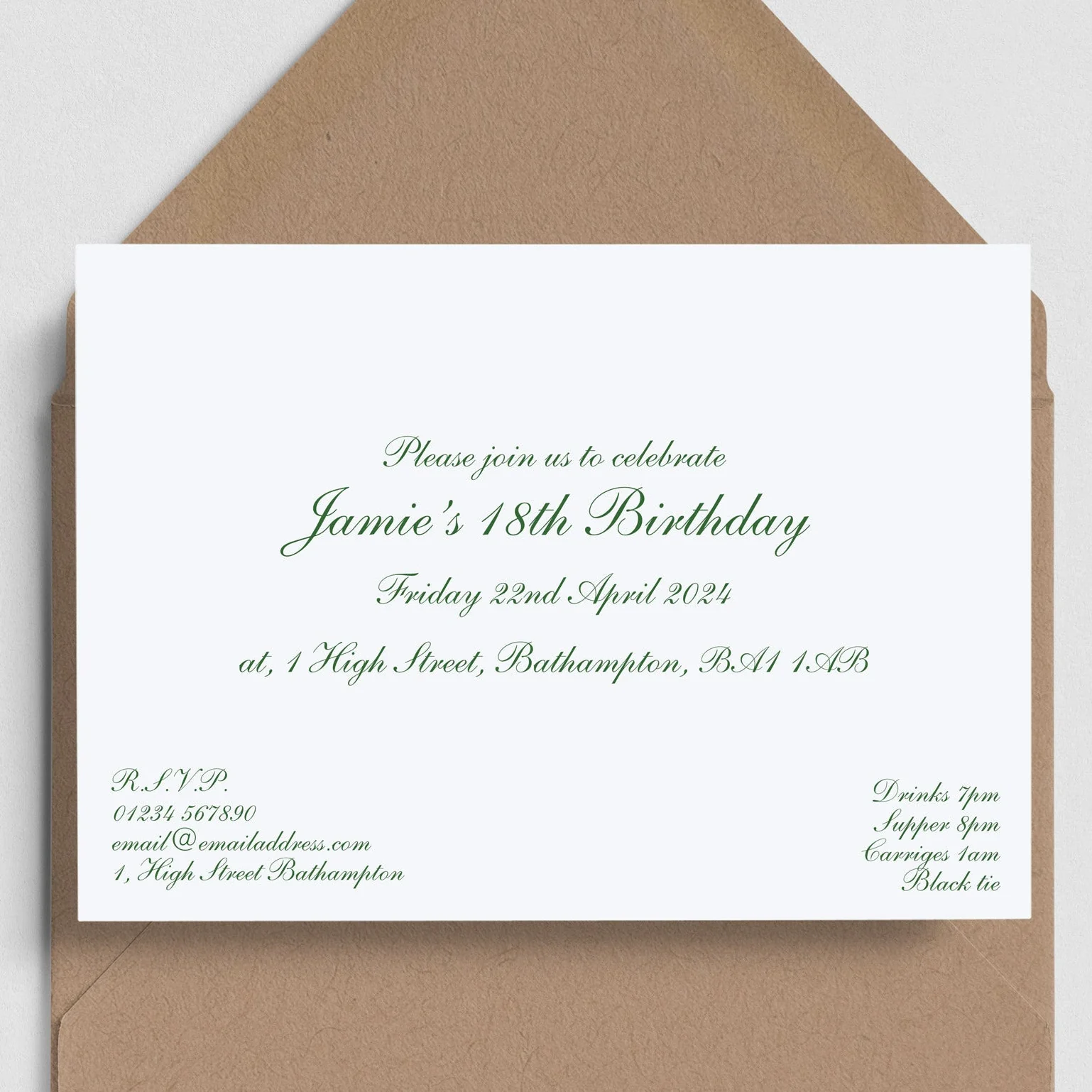 Formal Invitations Printed to Order - Personalised Traditional Invitations
