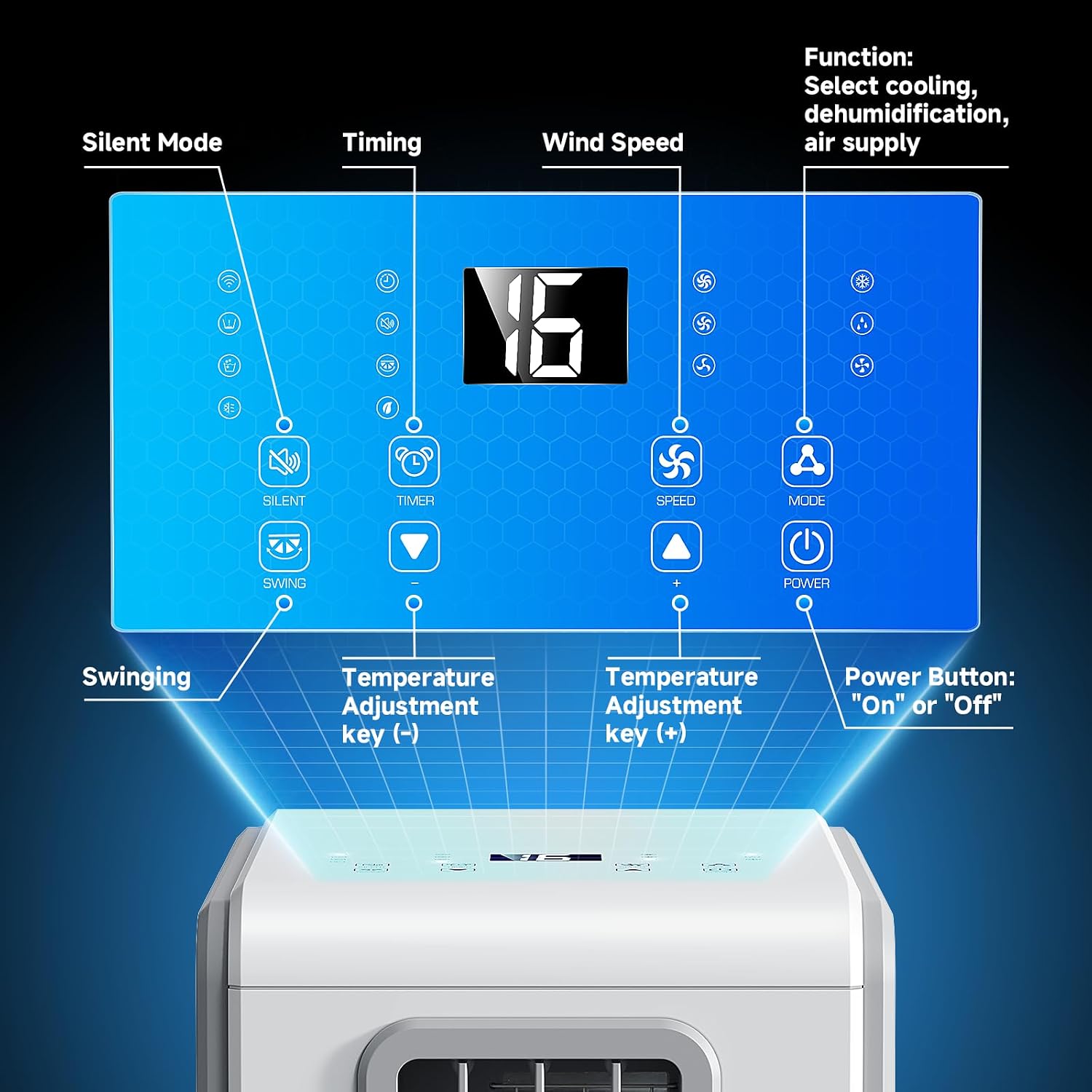 4-in-1 Mobile Klimaanlage& Luftkühler, Klimageräte Luftentfeuchter Belüftung, 24 Timer leise Perfekt für Schlafzimmer und Büro Küche (Reinweiß)