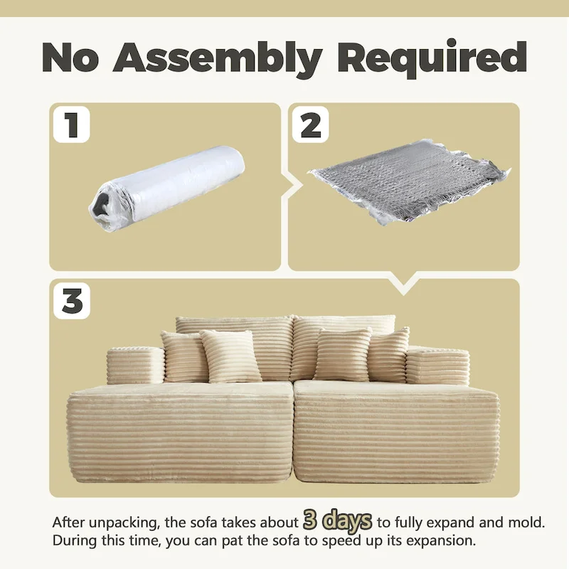HOOOWOOO Modern Plush Sectional Sofa L-shaped Couch with Removable Ottoman