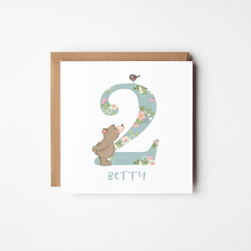 Bear��s Personalised Birthday Card with a Number