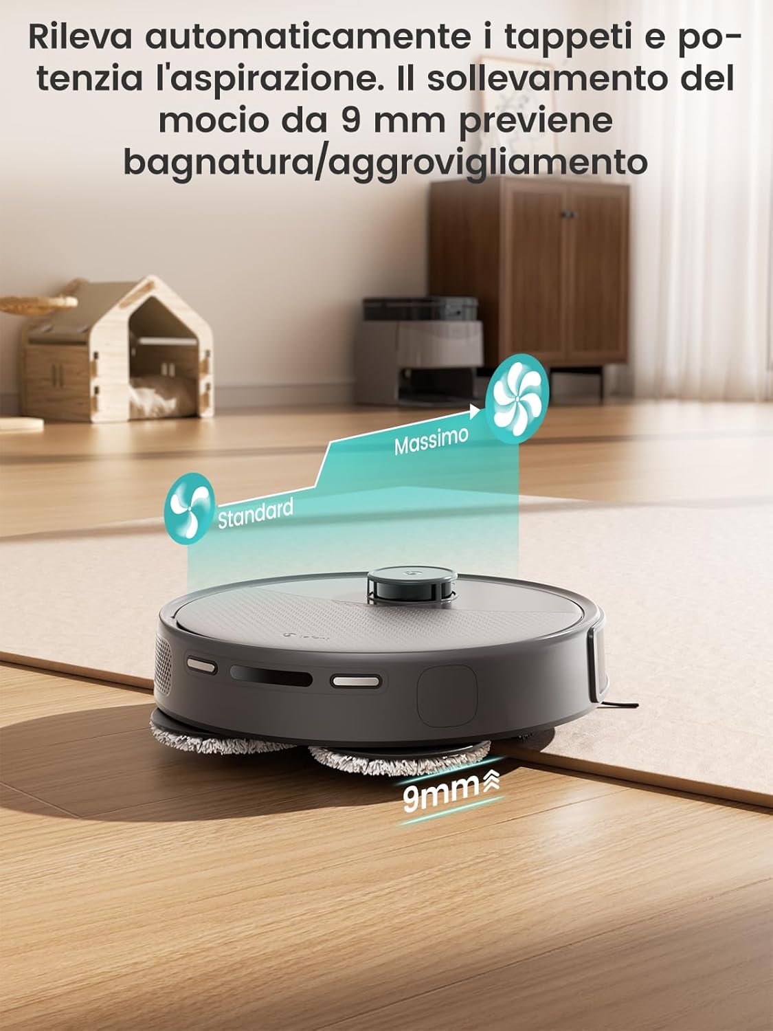 LEFANT M3 MAX Robot Aspirapolvere Lavapavimenti con Mappatura, 20.000Pa, Navigazione Laser dToF, Evitamento Ostacoli PSD, Svuotamento Riempimento, Panno Sollevabile, Asciugatura, WIFI/App/Alexa