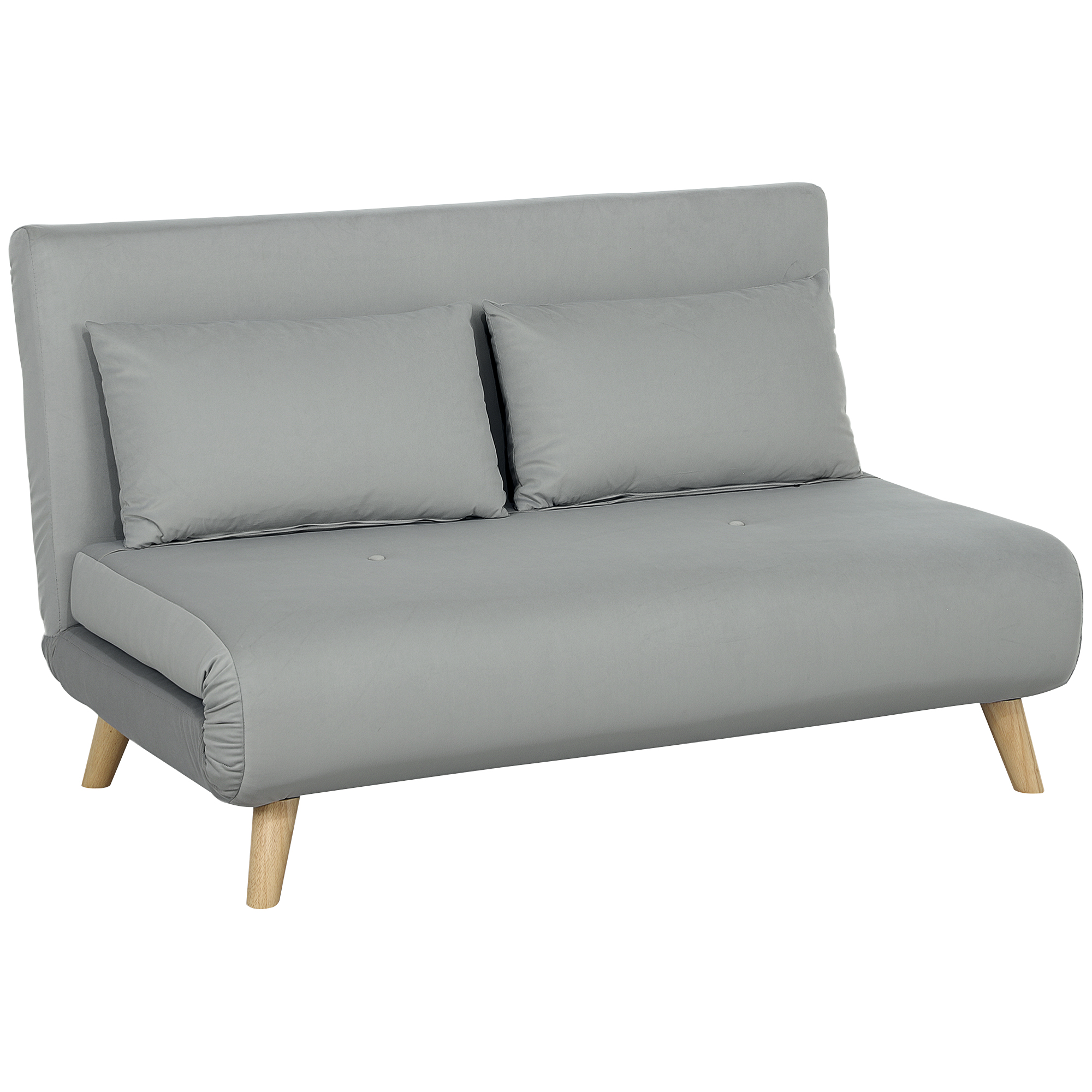HOMCOM Slaapbank Relaxbank Bank Sofa, incl. 2 Kussens, Fluweel Look, 130 x 78 x 79 cm, Lichtgrijs