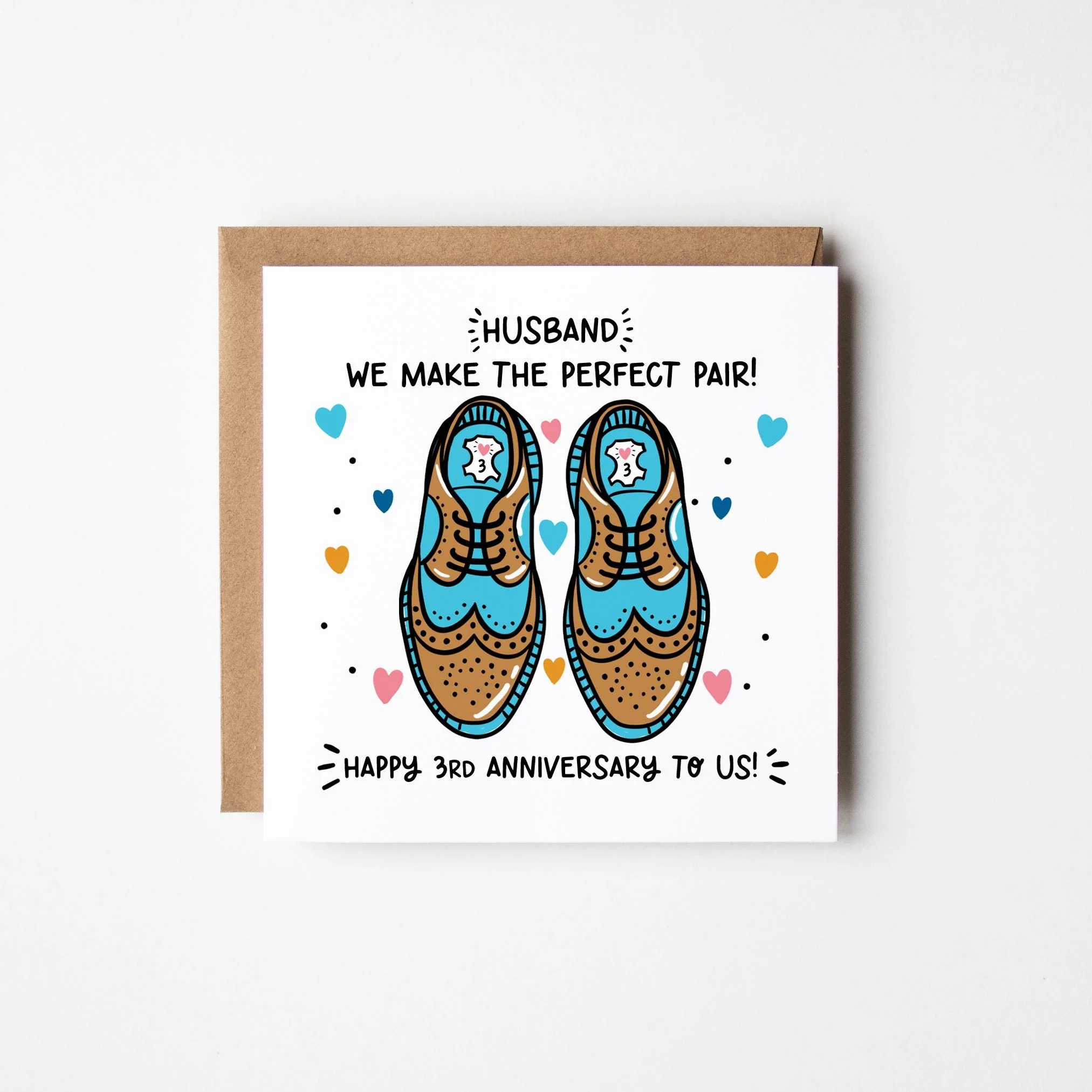 Husband 3rd Anniversary Card ? Personalised Happy 3rd Anniversary Card ? 3rd Happy Anniversary Card For Him ? Leather Anniversary