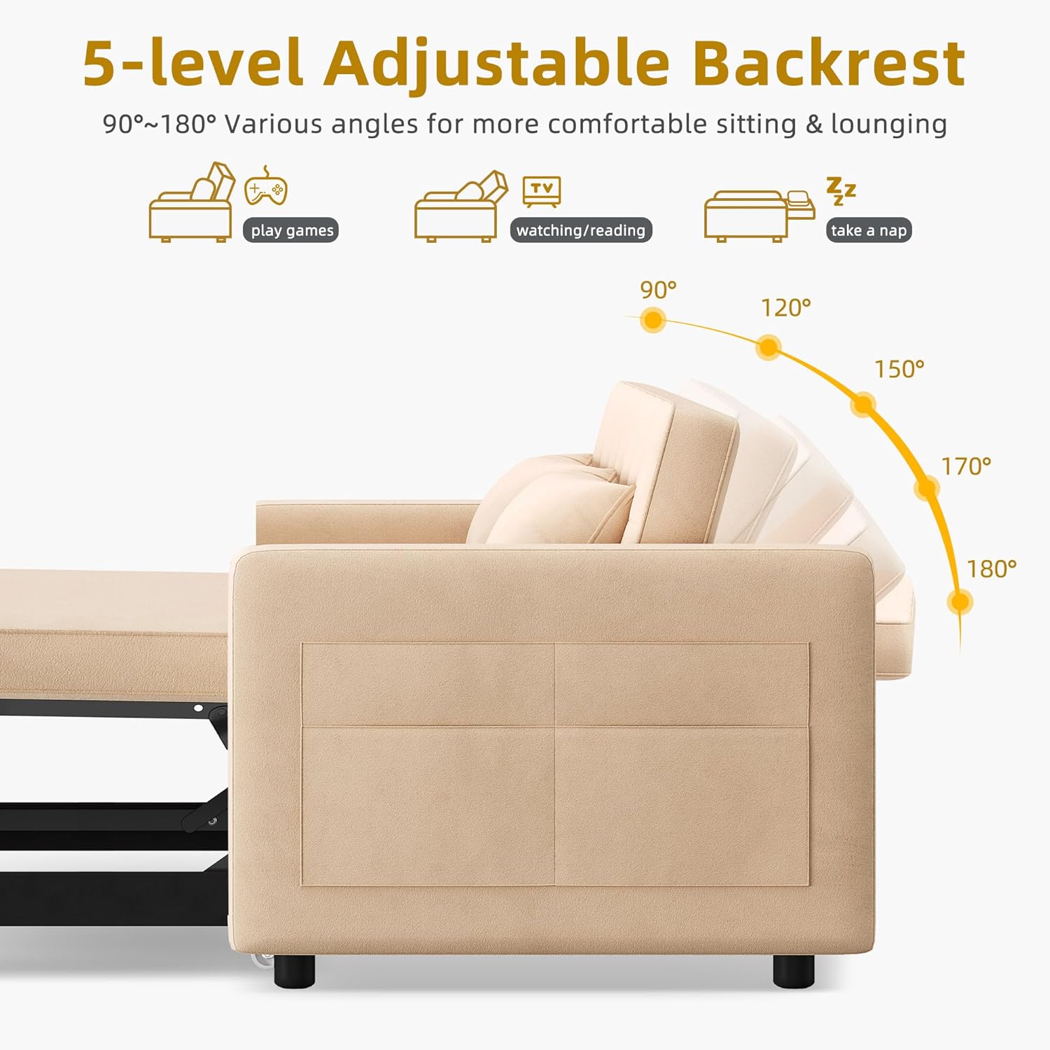 DWVO 3-in-1 Convertible Sofa Bed, 55
