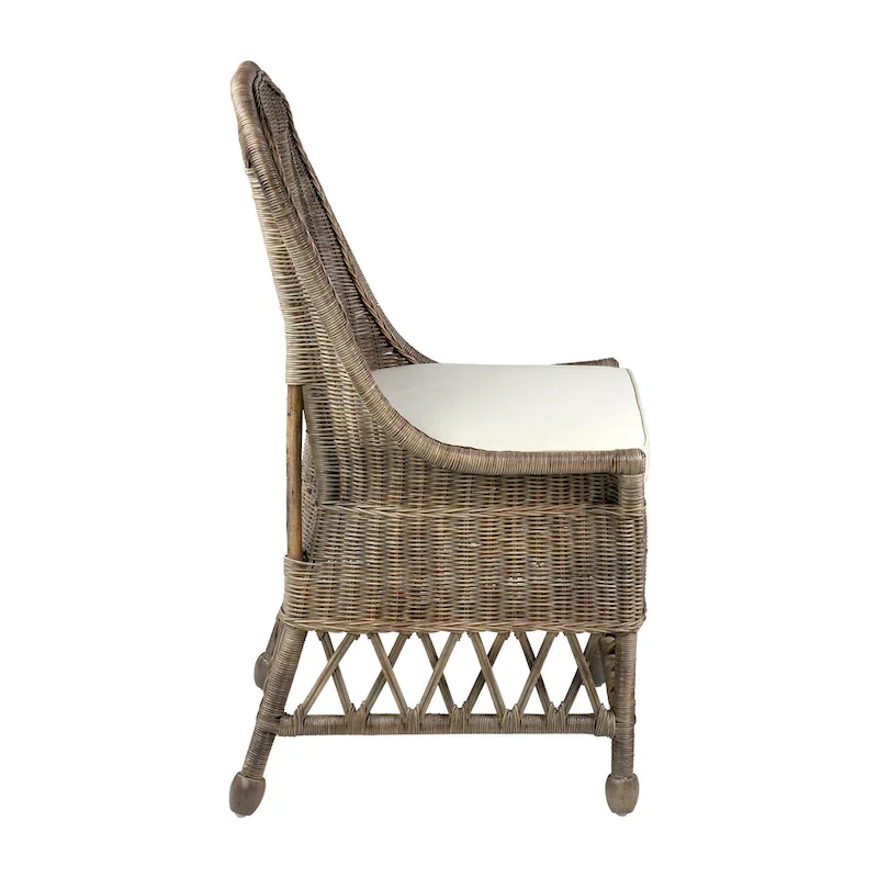 Natural Rattan Cushioned Dining Accent Chair by East at Main