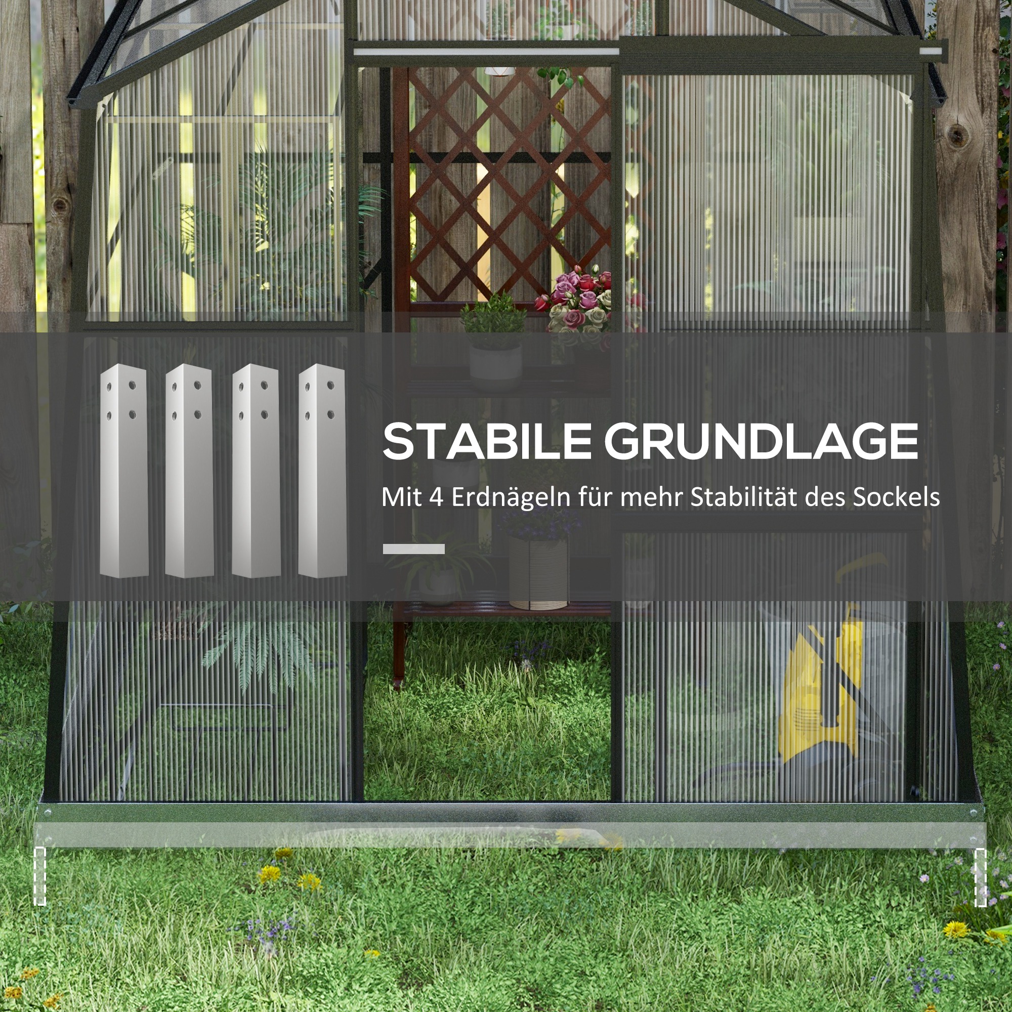 Outsunny Kas Kweekhuis Kweekbed, weerbestendig, 192 x 192 x 203 cm, Zwart