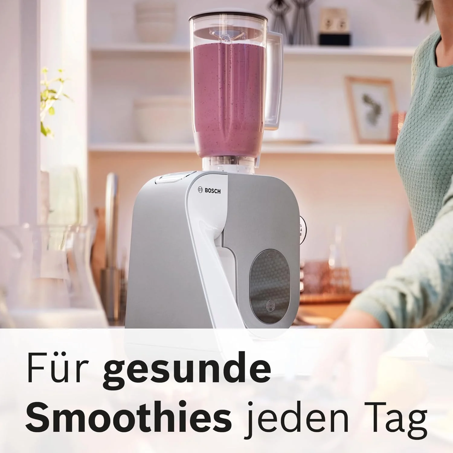 Bosch Küchenmaschine Serie 4 MUM58720,Edelstahl-Schüssel 3,9 L, Mixer 1,25 L, Planetenrührwerk,Knethaken,Schlag,Rührbesen, Durchlaufschnitzler, 3 Scheiben, 1000 W, Dunkelrot/Silber