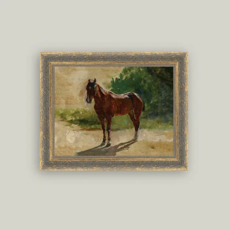 Brown Horse Study Framed Antique Inspired Art