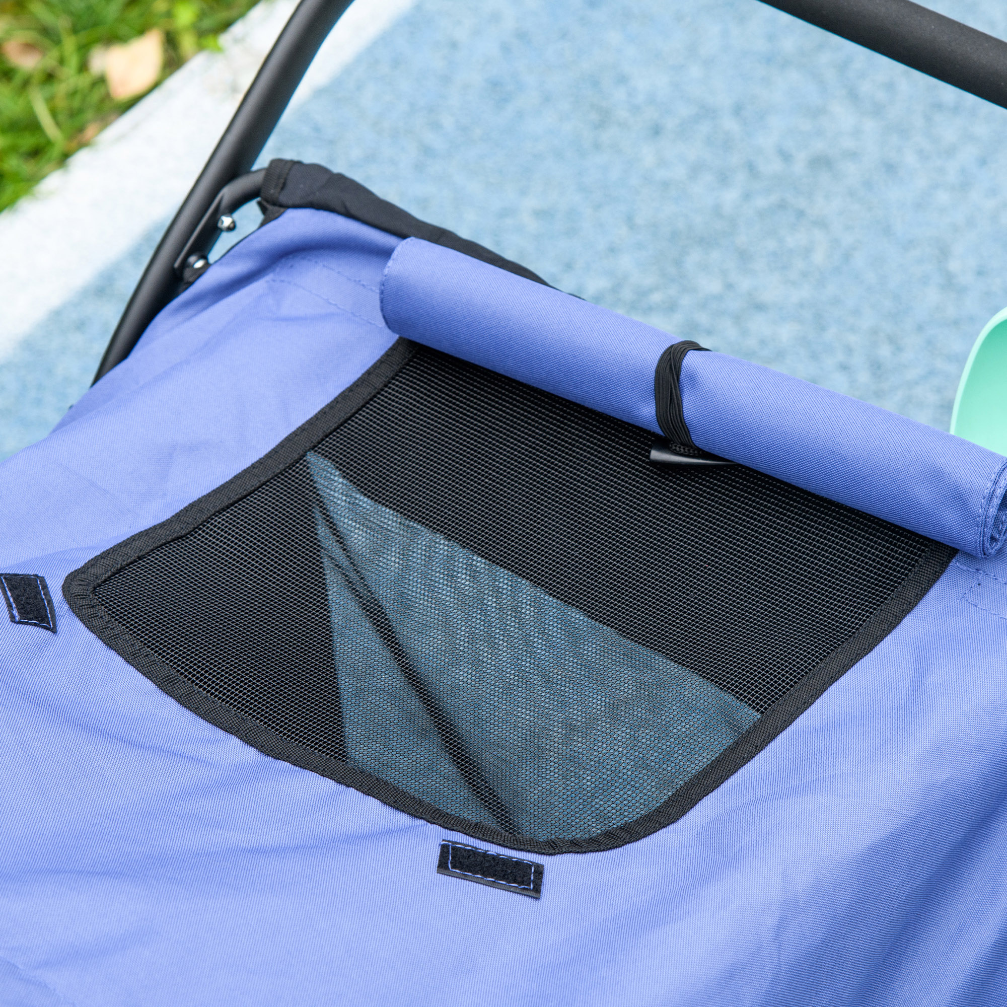 PawHut Hondenbuggy, inklapbaar, opklapbaar, Ligkussen, Stalen frame, Blauw/Zwart