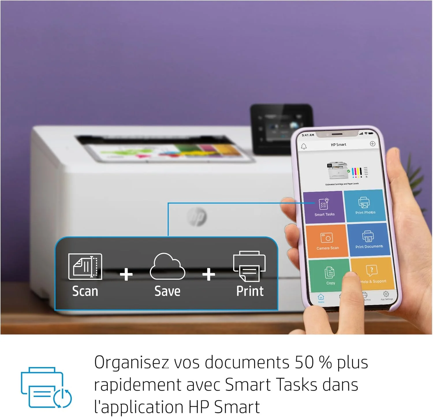 Stampante laser multifunzione a colori HP Color LaserJet Pro MFP 3302fdwg, Fax, Stampa automatica fronte/retro, Touchscreen, Wi-Fi, Ethernet, USB, HP Wolf Pro Security