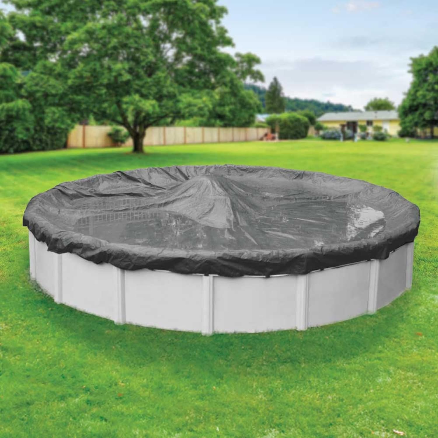Robelle 30 ft Ultimate Charcoal Winter Pool Cover for Above Ground Pools  4 ft Overlap (34 ft Cover Size)  Solid 14 x 14 Scrim  5.2 oz/yd2  20-Year Warranty  Style: 5130-4