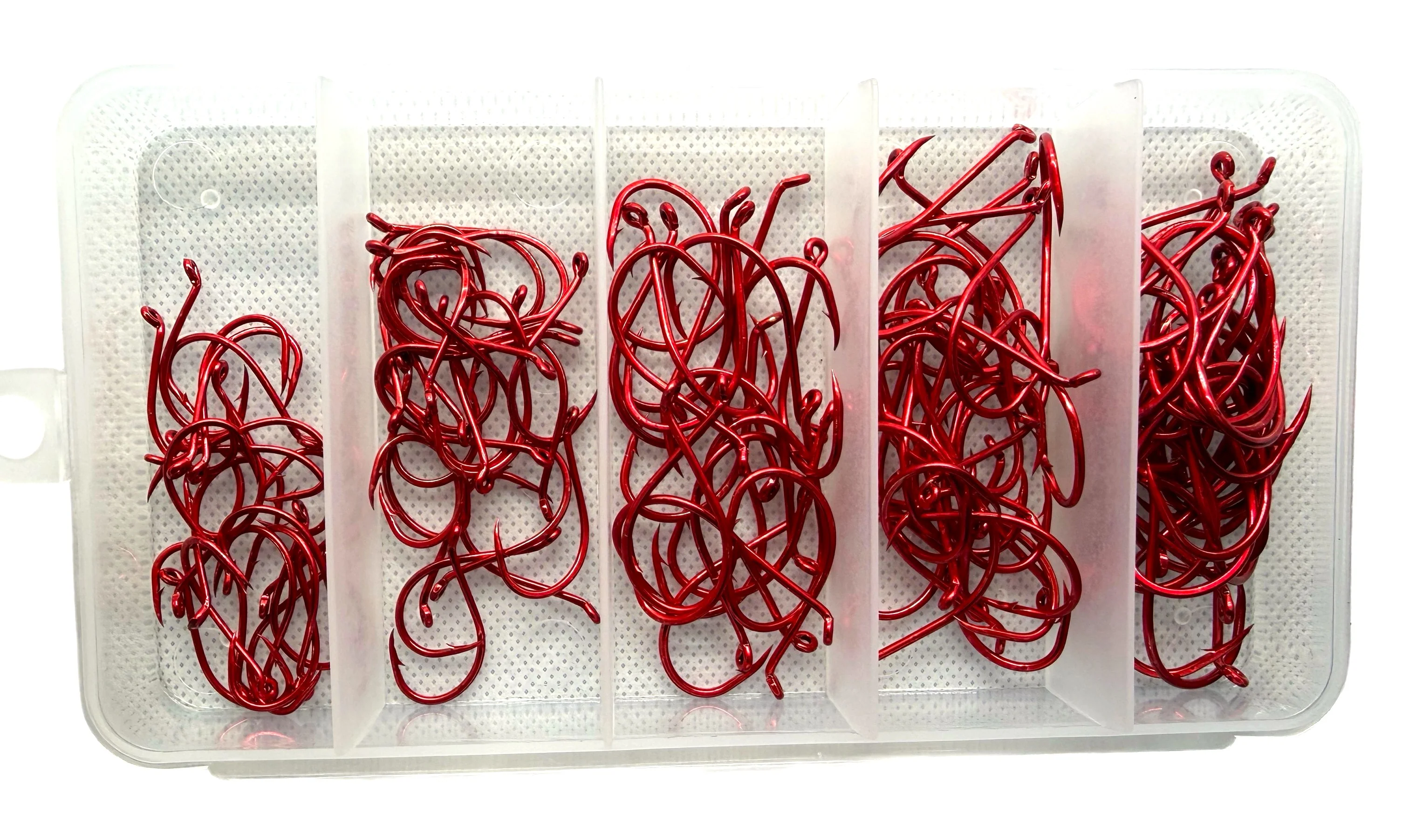 🔥 CLEARANCE �?125pcs Red Octopus Beak Hook Kit + FREE Tackle Box | 5 Sizes | $19.90