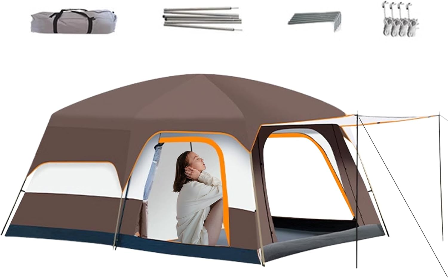 Family Zelt, Cabin Shelter, Multi-Room Weatherproof Design mit Full Rainfly, Quick Setup Poles Mesh Window Doors, Outdoor Camping Zelt für Beach Travel Hiking Festivals