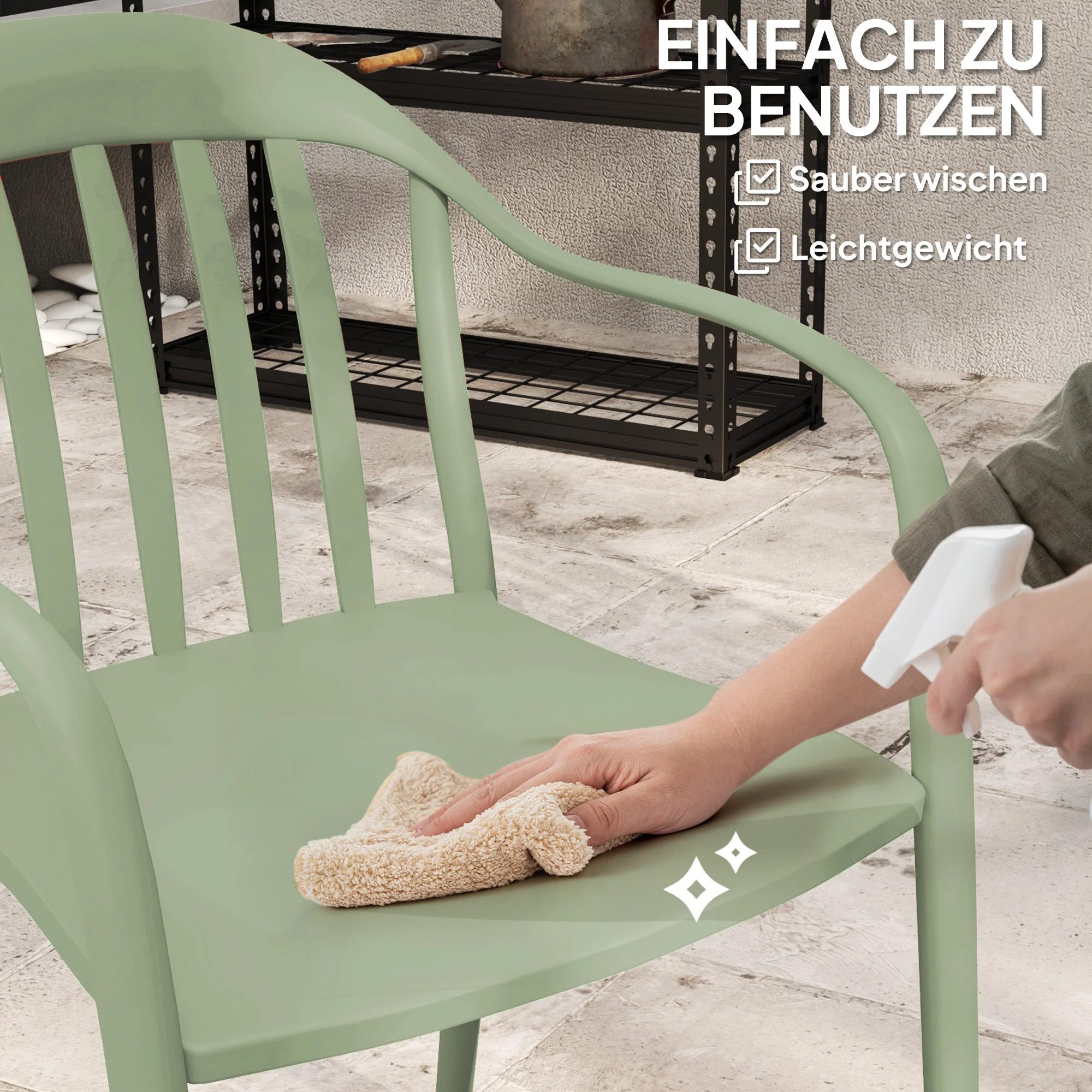 Outsunny 4-delige Set Tuinstoelen Weerbestendig met Armleuning en Rugleuning tot 120 kg Belastbaar