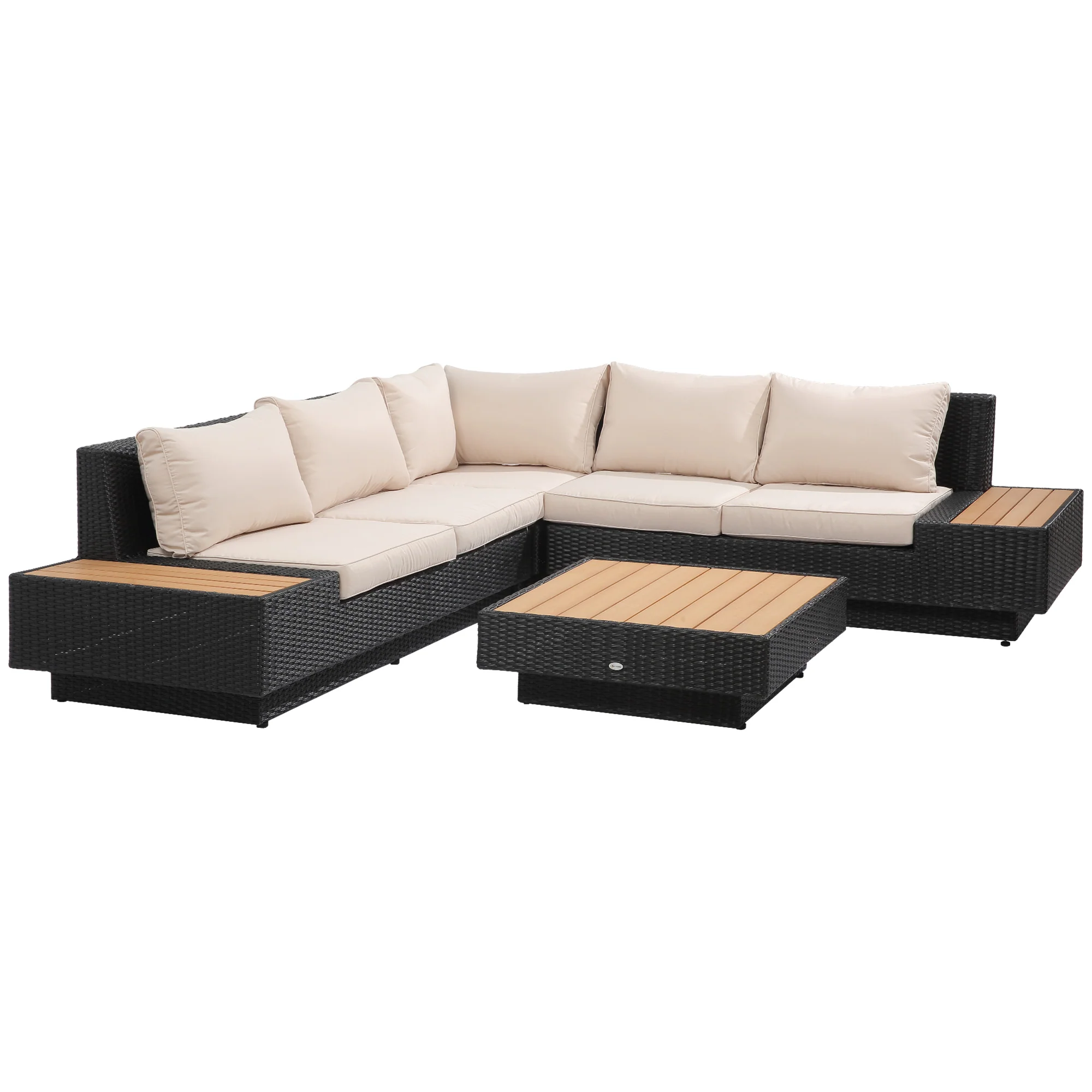 Outsunny Gartenmöbelset 4-teilig wetterfest mit Ablage Polyrattan