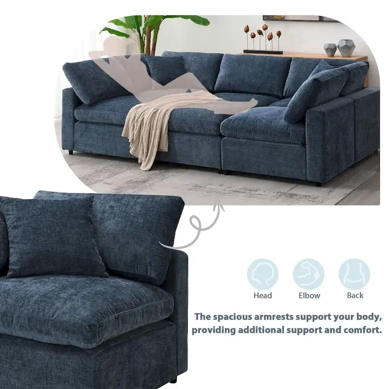U Shaped Convertible Sectional Sofa with Ottoman