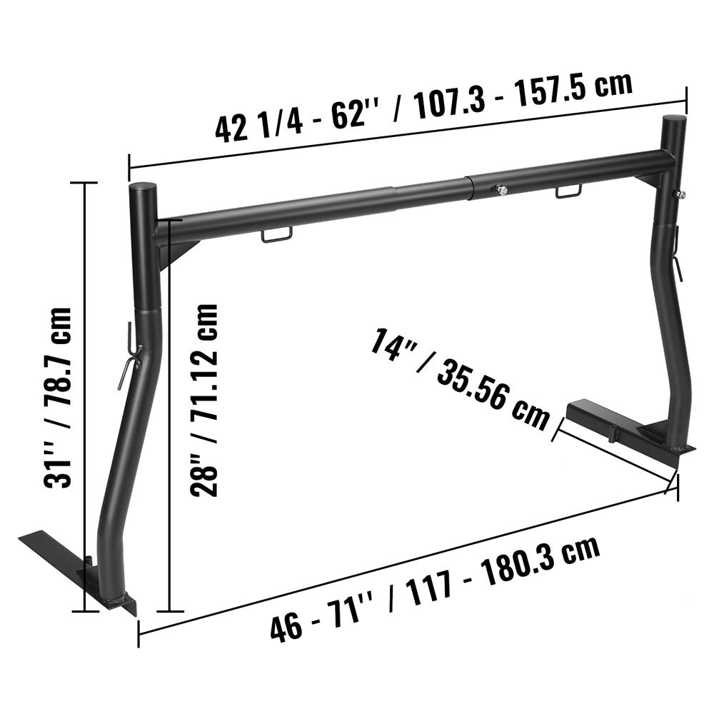 BENTISM Truck Rack 800Lbs Capacity Adjustable Width 46" 71"