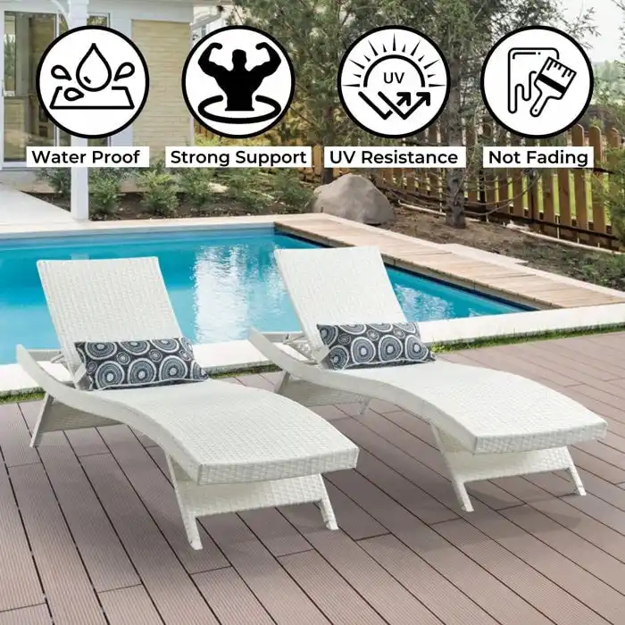 All Weather Wicker Chaise Lounge - Set of 2