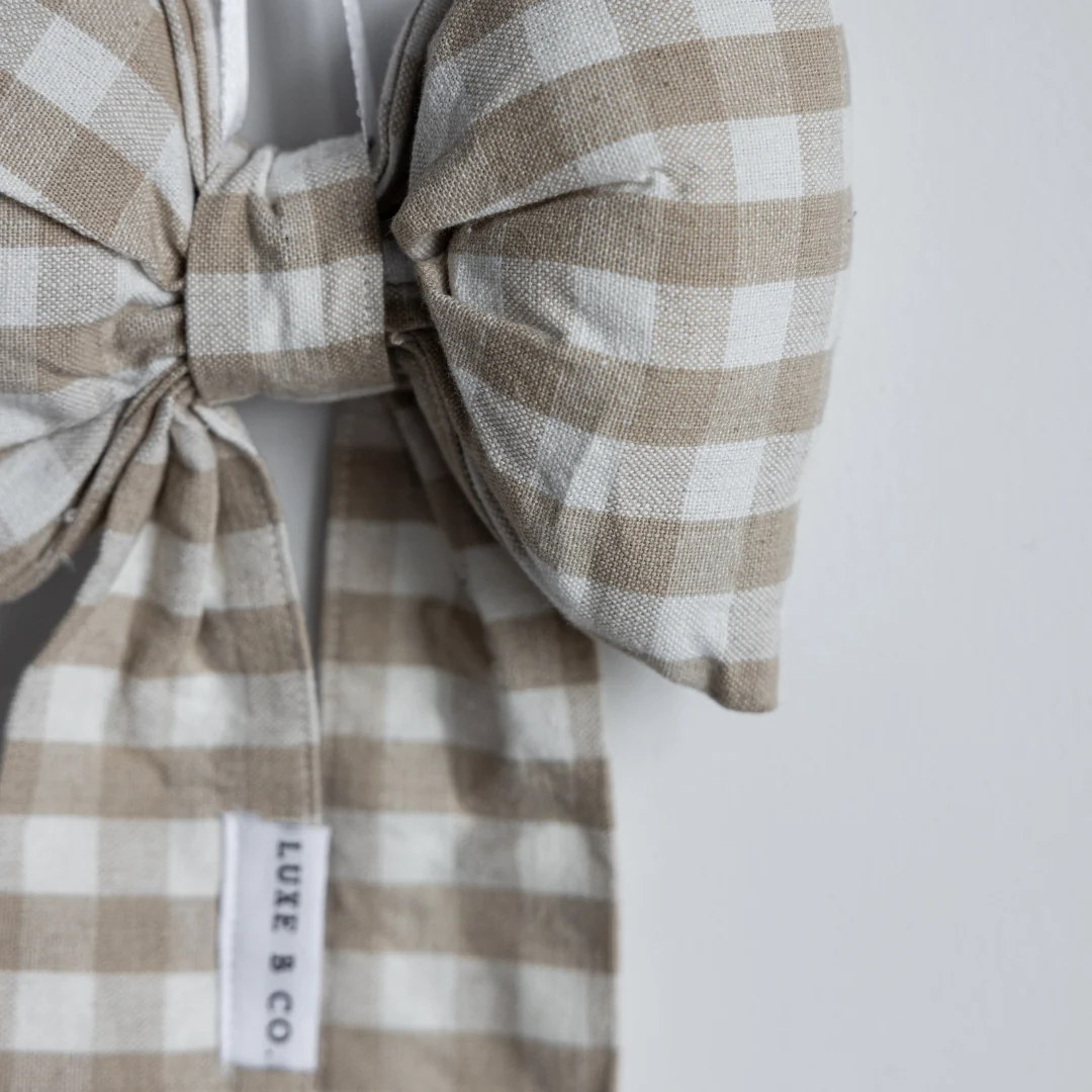 Beige Gingham Bows