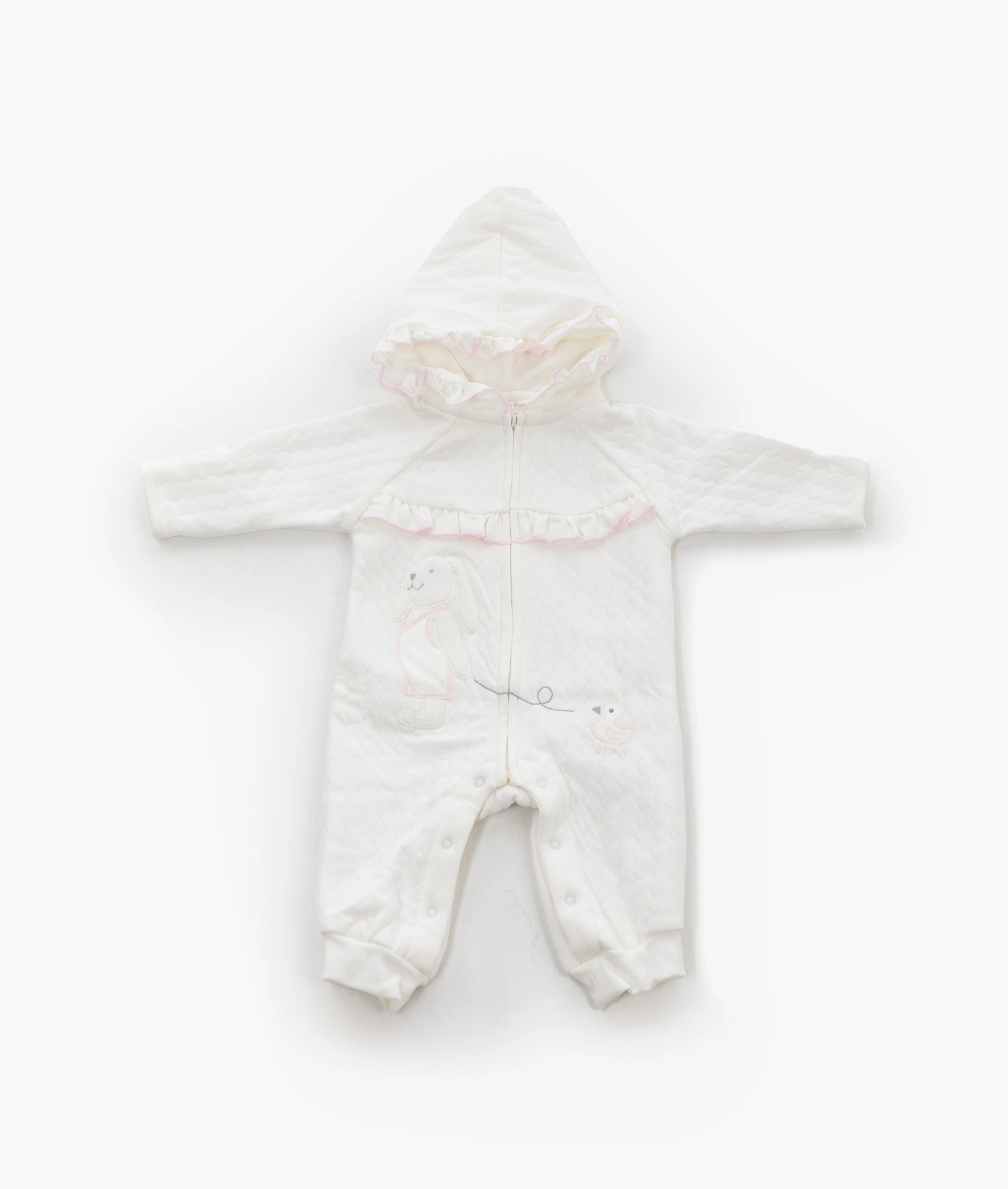 Ruffle Bunny Jumpsuit | White & Pink