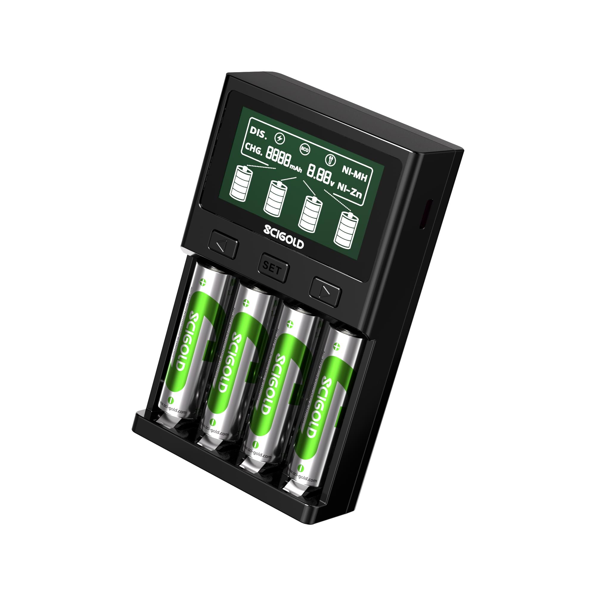 Scigold 4 Ni-MH AA Batteries & Ni-Zn/Ni-MH Battery Fast Smart Charger