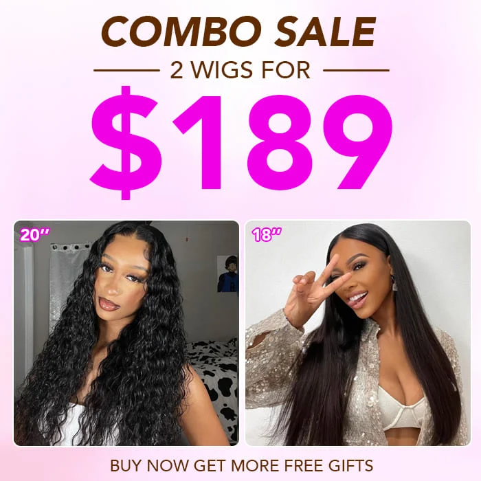 2 Wigs=$189|20 Inch 5X5 Pre Cut HD Lace Water Wave+18 Inch 5X5 Pre Cut HD Lace Straight Wig