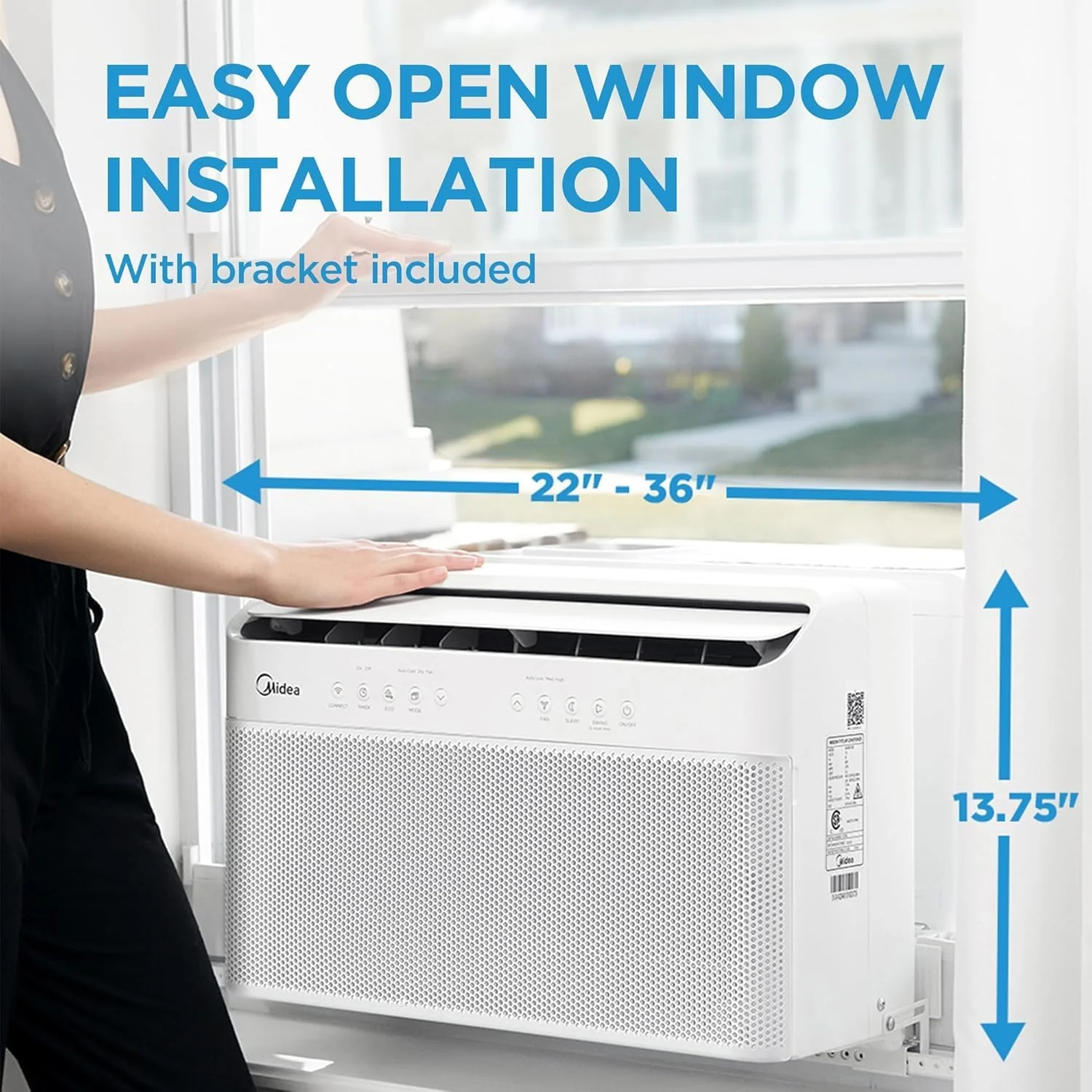 Midea 12,000 BTU U-Shaped Smart Inverter Window Air Conditioner–Cools up to 550 Sq. Ft.