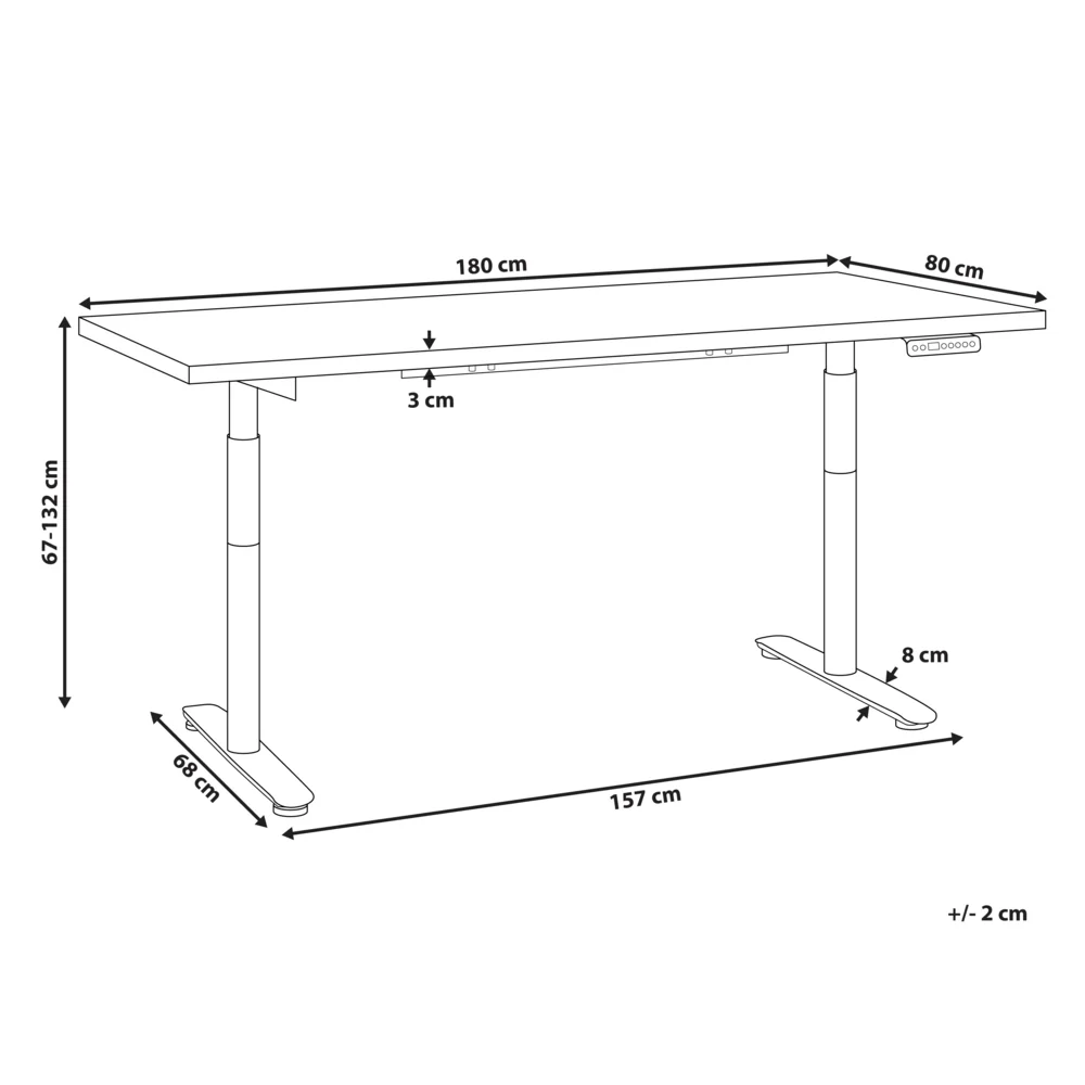 Scrivania regolabile elettricamente legno scuro e bianco 180 x 80 cm Struttura in acciaio verniciato a polvere