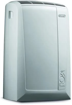 De'Longhi Pinguino PAC EM82, Condizionatore Portatile per ambienti fino a 80 m³, 9.400 BTU, 2,4 kW, 63 dB, Funzione Deumidificatore, Classe Energetica A, Timer 24h, Bianco