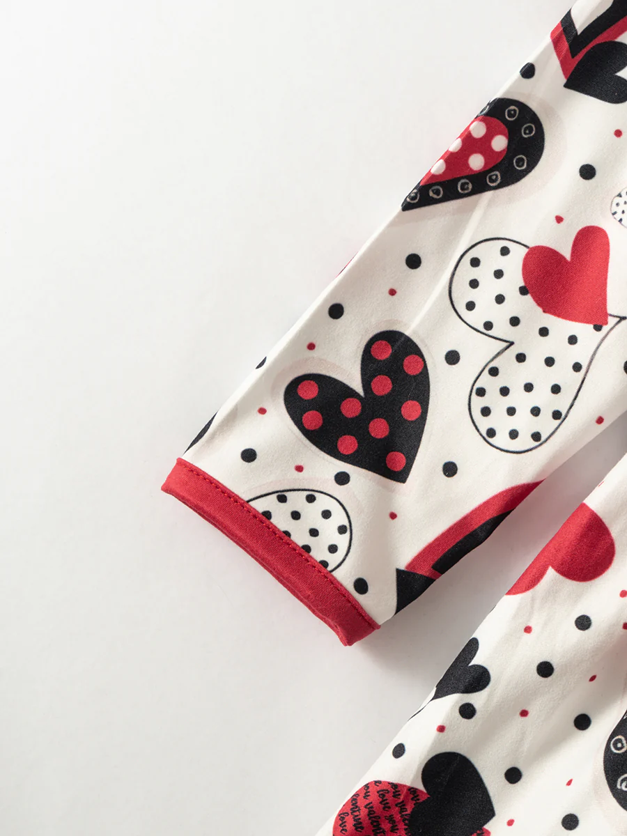 Valentine's Day Black Red Heart Ruffle Girl Twirl Dress