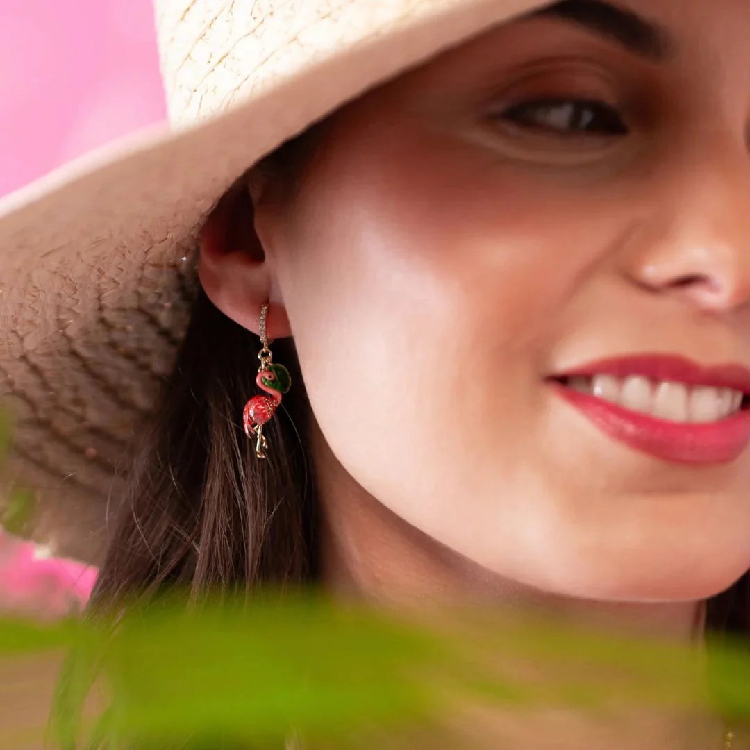 Flamingo Pave Mini Hoops