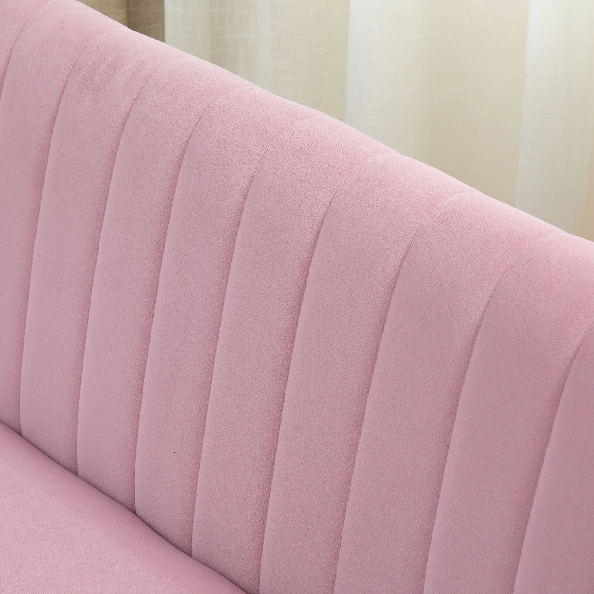 HOMCOM Sofa Retrodesign 2-zitsbank, houten poten, 117 cm x 56,5 cm x 77 cm, Roze