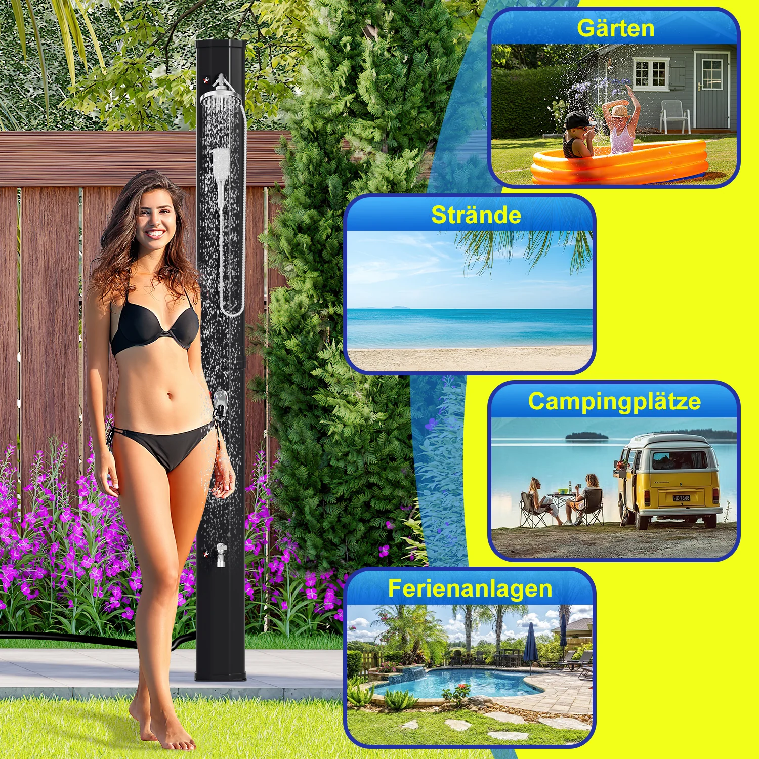 Sonnewelt 60L Solar Shower Tuindouche incl. beschermkap en handdouche