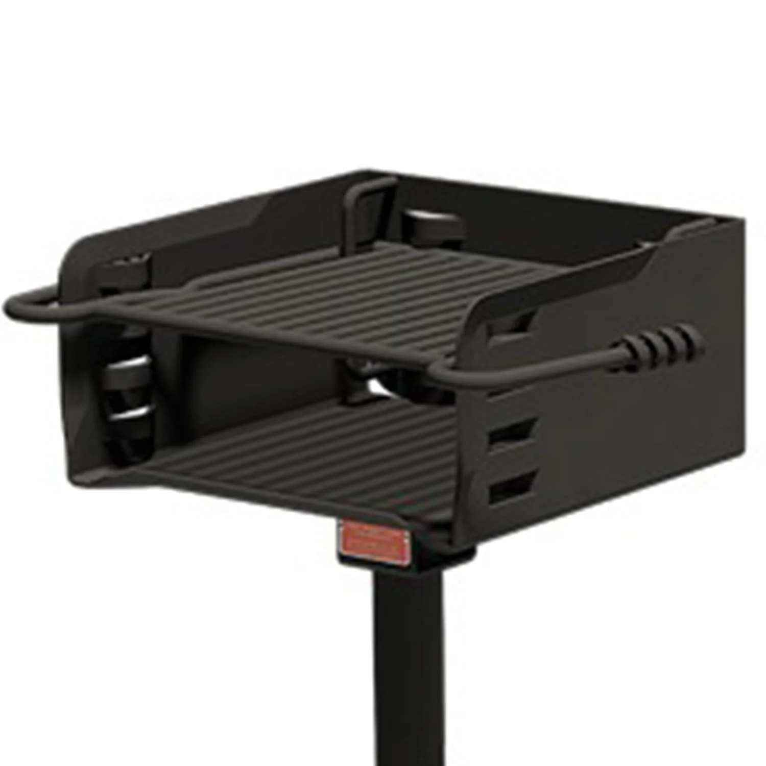 Pilot Rock Park Style Steel Outdoor BBQ Charcoal Grill and Post, Black