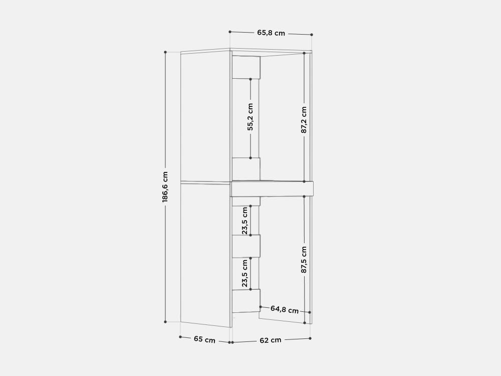 PLATAN ROOM Waschmaschine Trockner Schrank mit Ausziehbrett • Waschmaschinenschrank für Waschmaschine & Wäschetrockner • Überbauschrank 187 x 65 x 66 cm (Eiche Sonoma)
