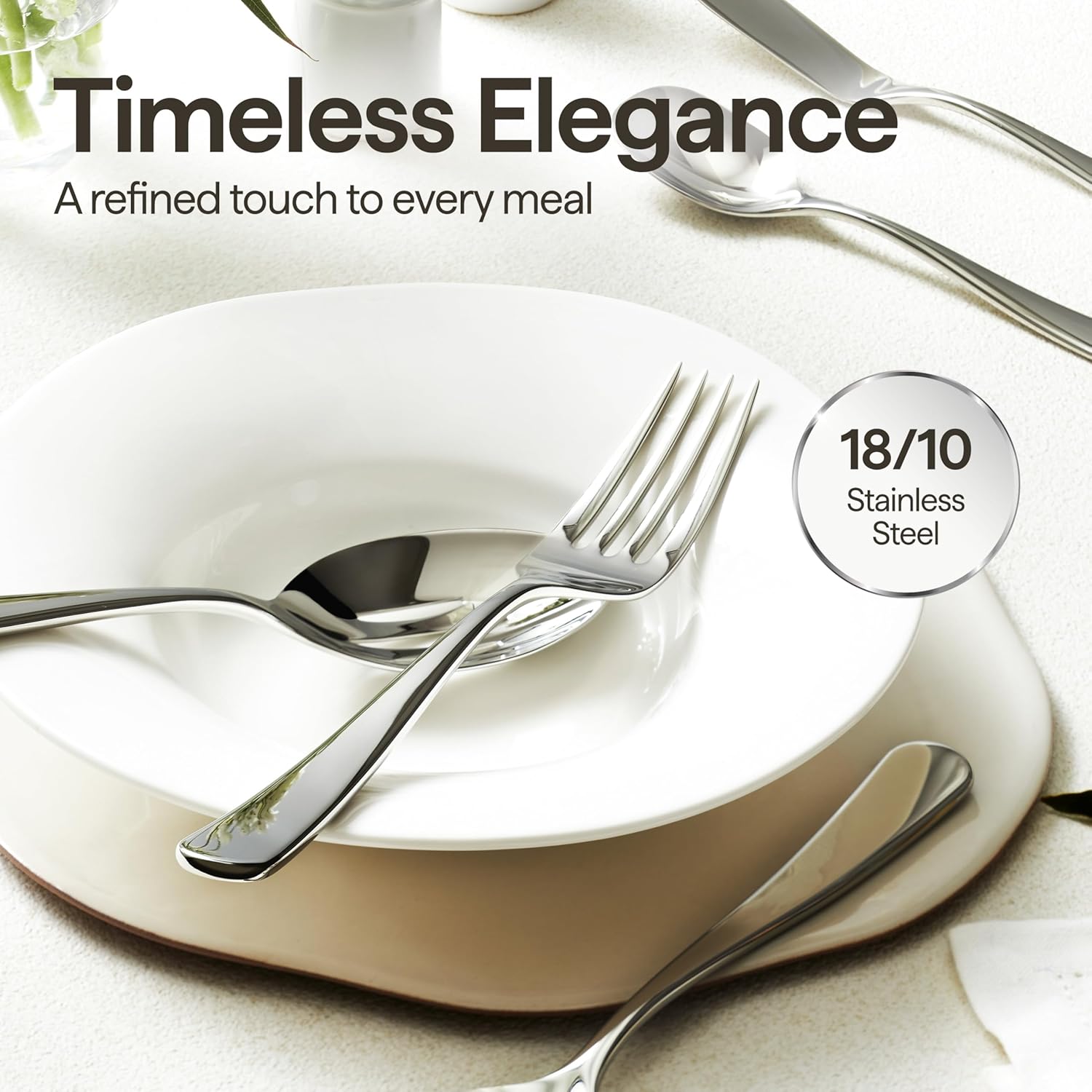 Luciella Tropea Flatware Set for 12, 65-Piece Premium 18/10 Stainless Steel Silverware Set with Serving Utensils, Modern Mirror Finish, Rust Resistant, Dishwasher Safe, House Warming Gifts New Home
