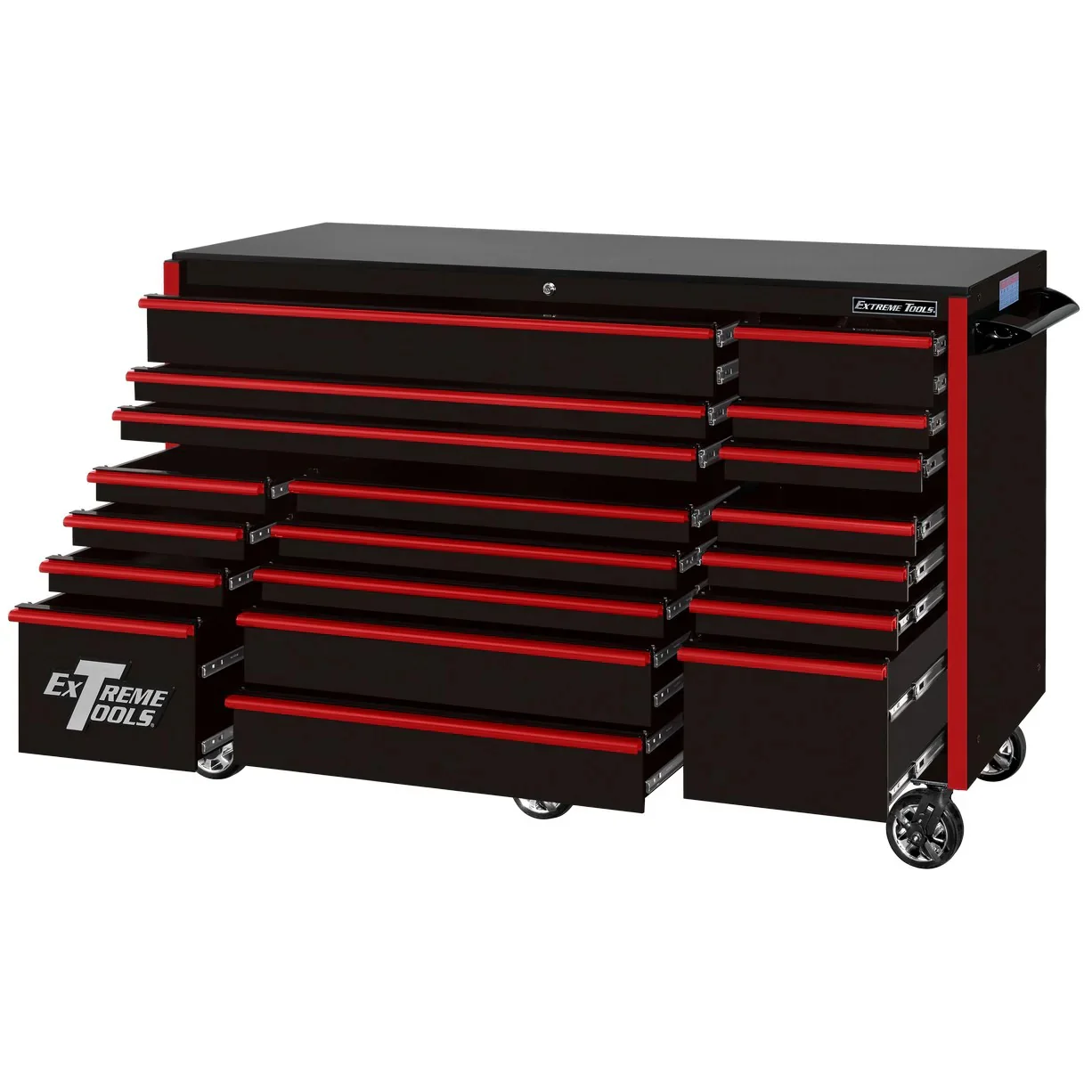 Extreme Tools RX250 Series 72-inch x 30-inch Rolling Cart – 19 Drawers – 250 lb Drawer Slides