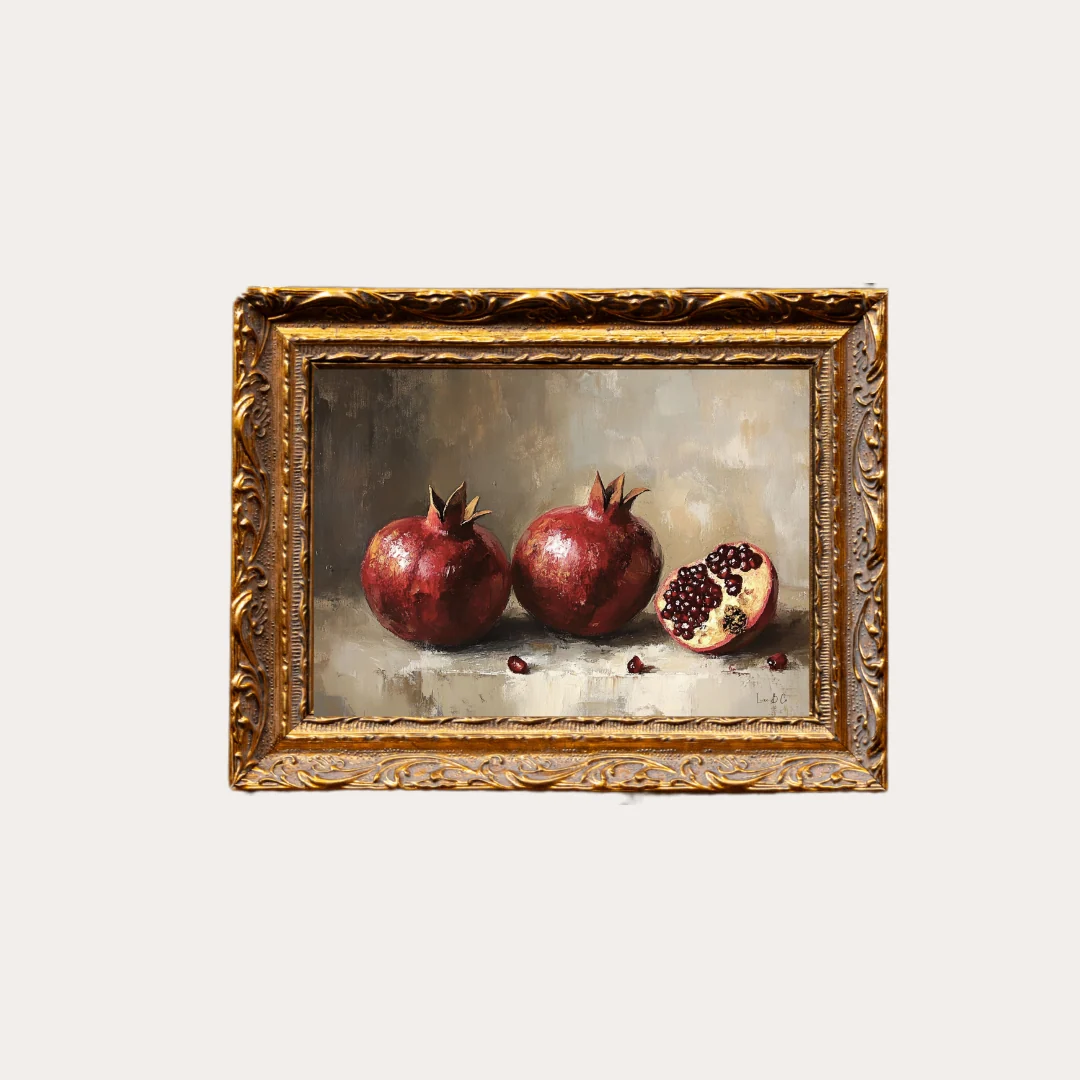 Antique Pomegranate | French Brass Inspired Gold Mould Framed Art
